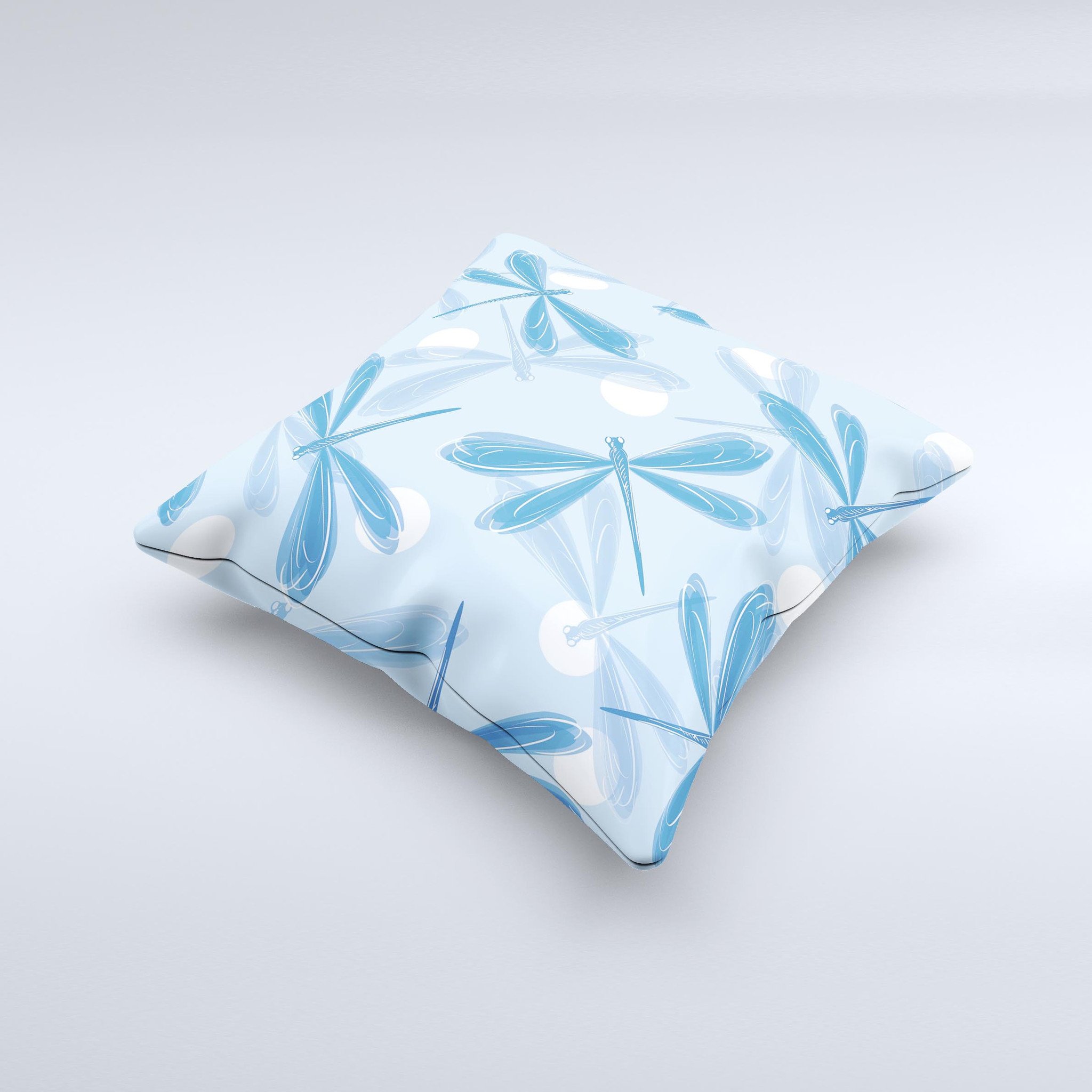 Blue DragonFly Ink-Fuzed Decorative Throw Pillow featuring vibrant colors and intricate design, handcrafted in Virginia.