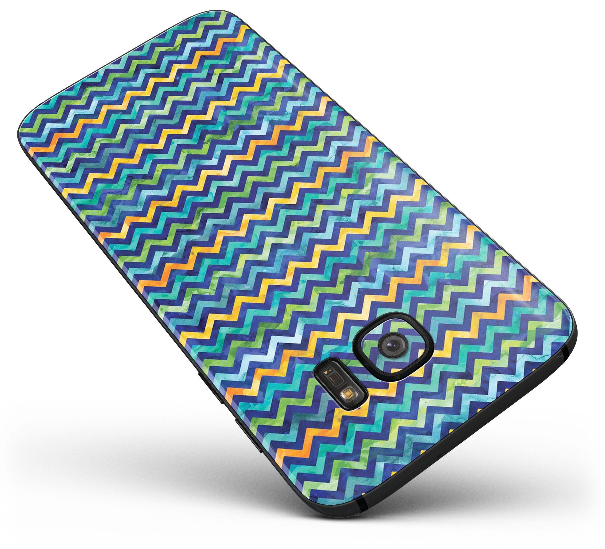 Blue Geometric V10 Full Body Skin-Kit for Samsung Galaxy S7, showcasing a stylish geometric design with a premium vinyl finish.