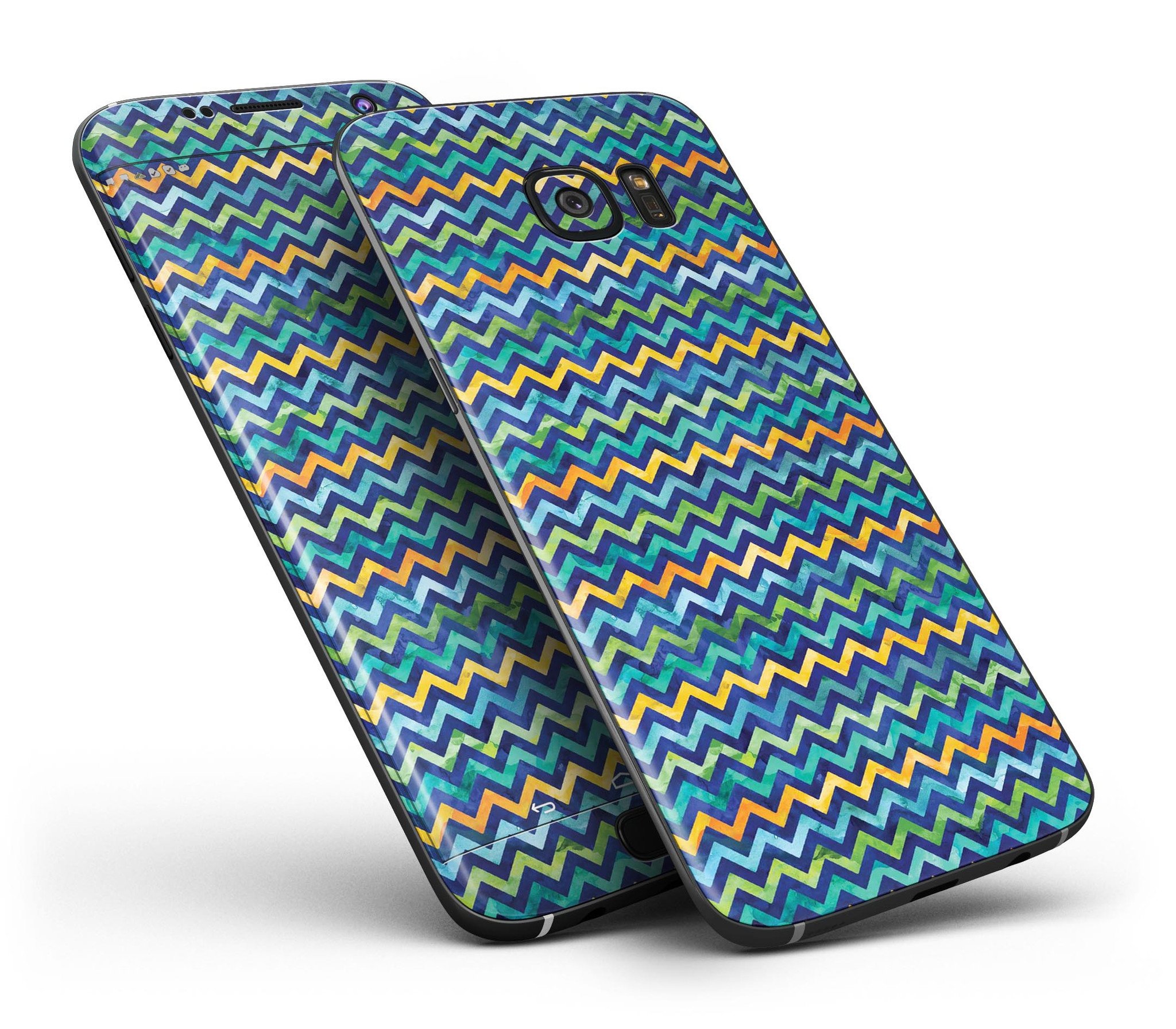 Blue Geometric V10 Full Body Skin-Kit for Samsung Galaxy S7, showcasing a stylish geometric design with a premium vinyl finish.