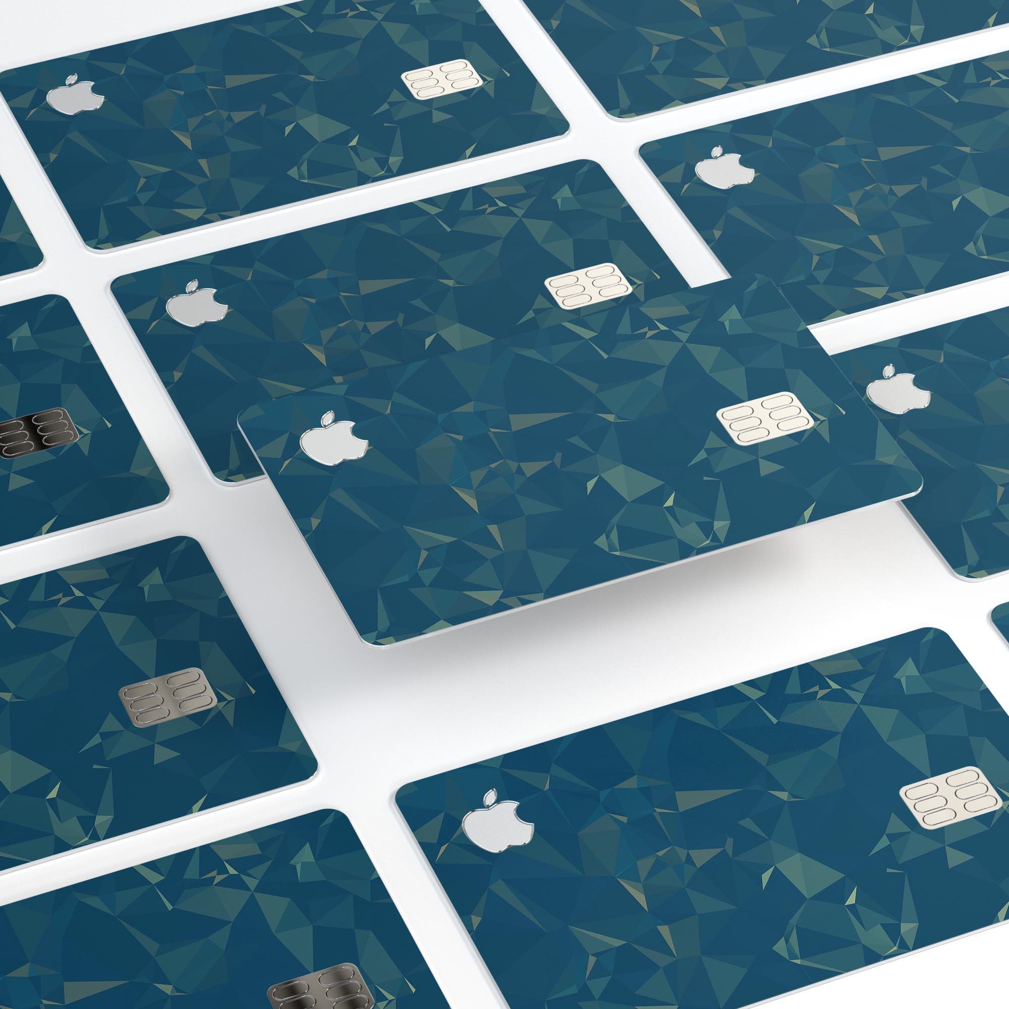 Blue Geometric V10 decal skin for Apple Card, showcasing a stylish geometric design with a premium finish.