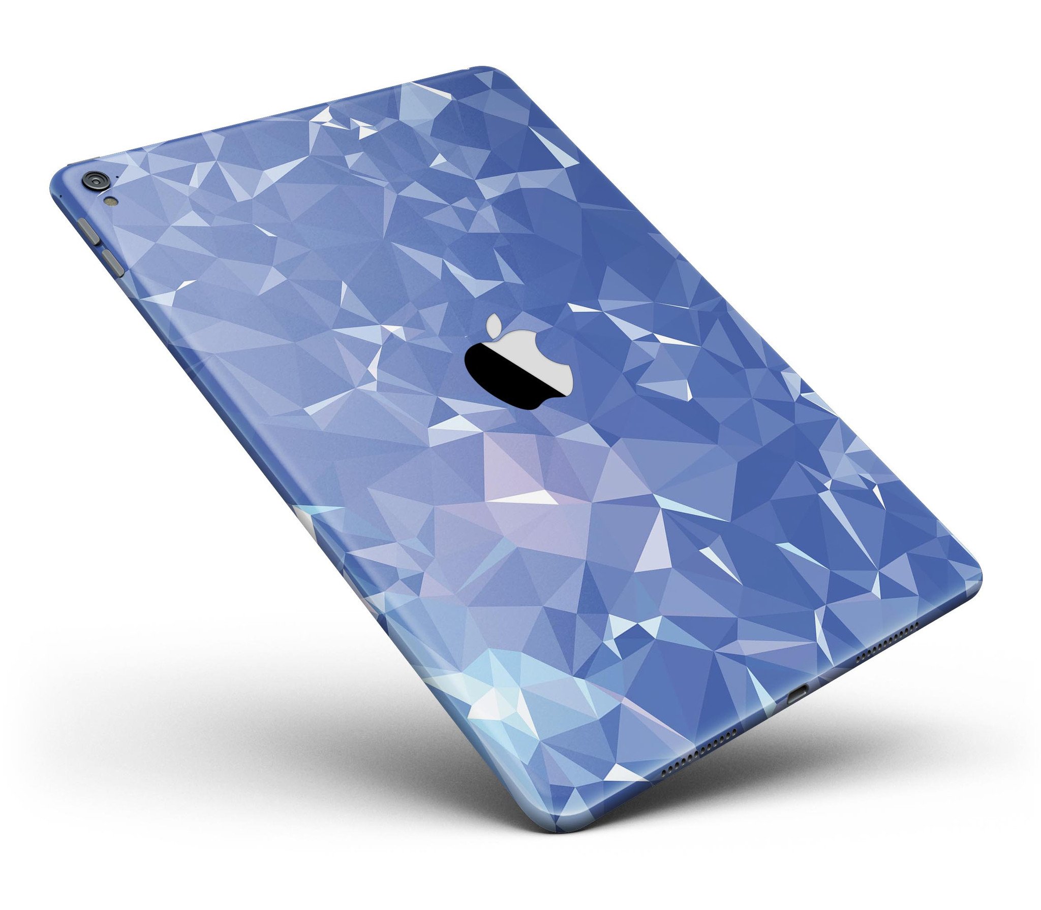 Blue Geometric V16 Full Body Skin for iPad Pro, showcasing vibrant geometric patterns and premium vinyl material.