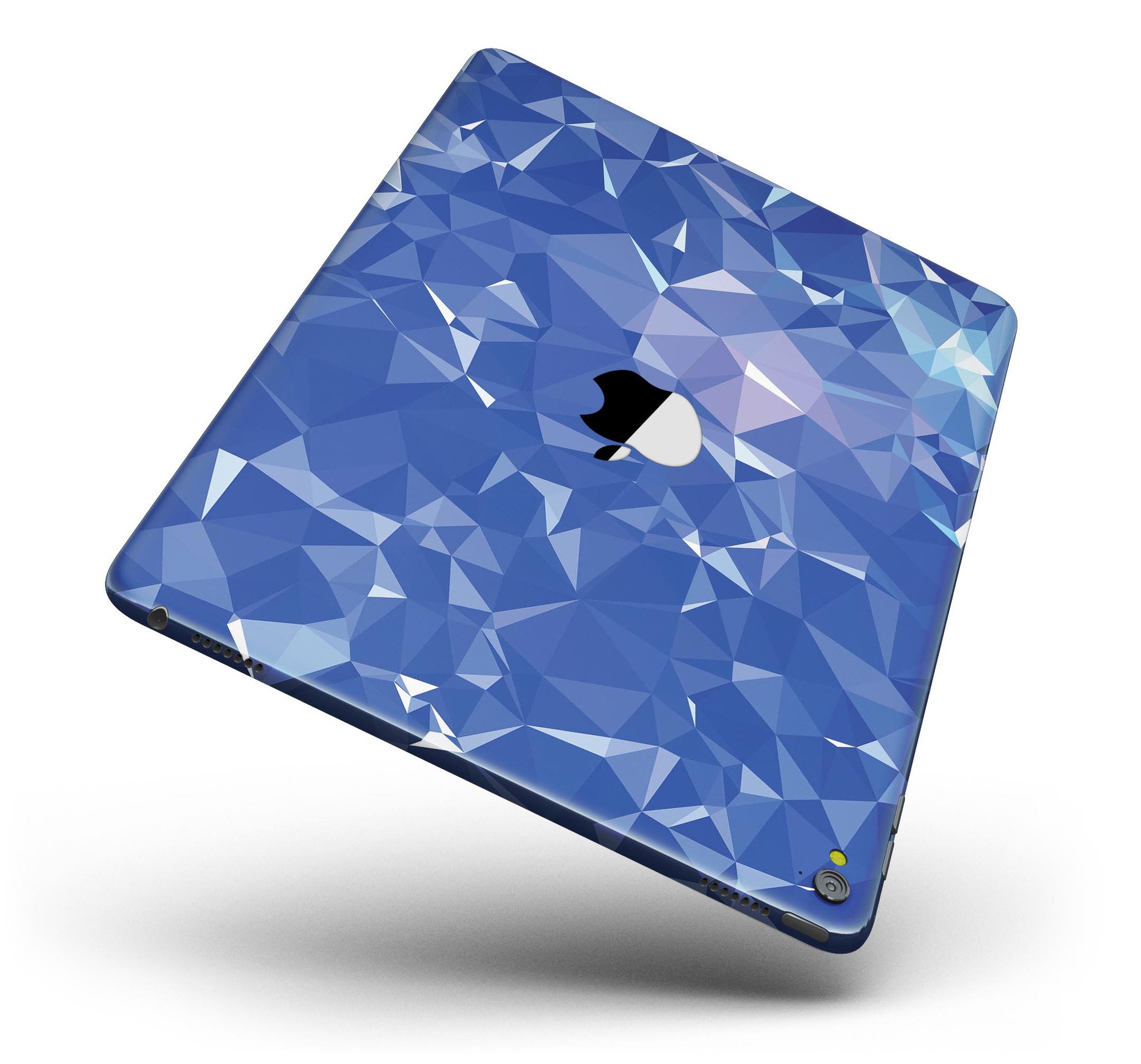 Blue Geometric V16 Full Body Skin for iPad Pro, showcasing vibrant geometric patterns and premium vinyl material.