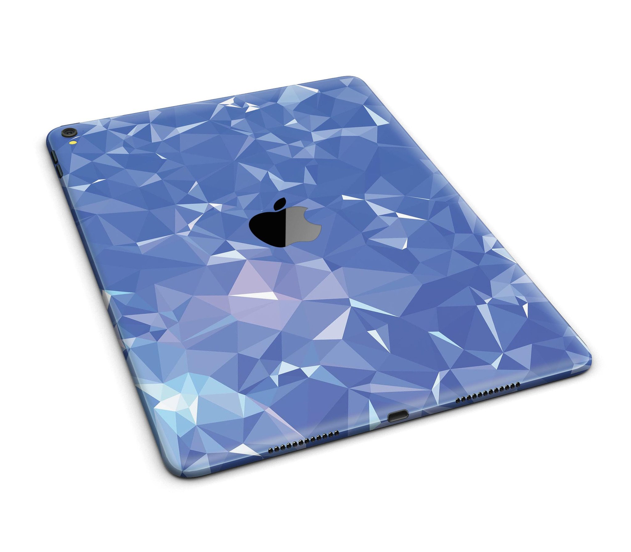 Blue Geometric V16 Full Body Skin for iPad Pro, showcasing vibrant geometric patterns and premium vinyl material.