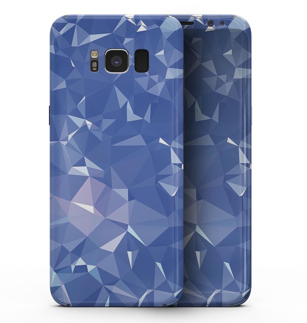 Blue Geometric V16 Full-Body Skin Kit for Samsung Galaxy S8, showcasing vibrant geometric patterns and premium vinyl material.