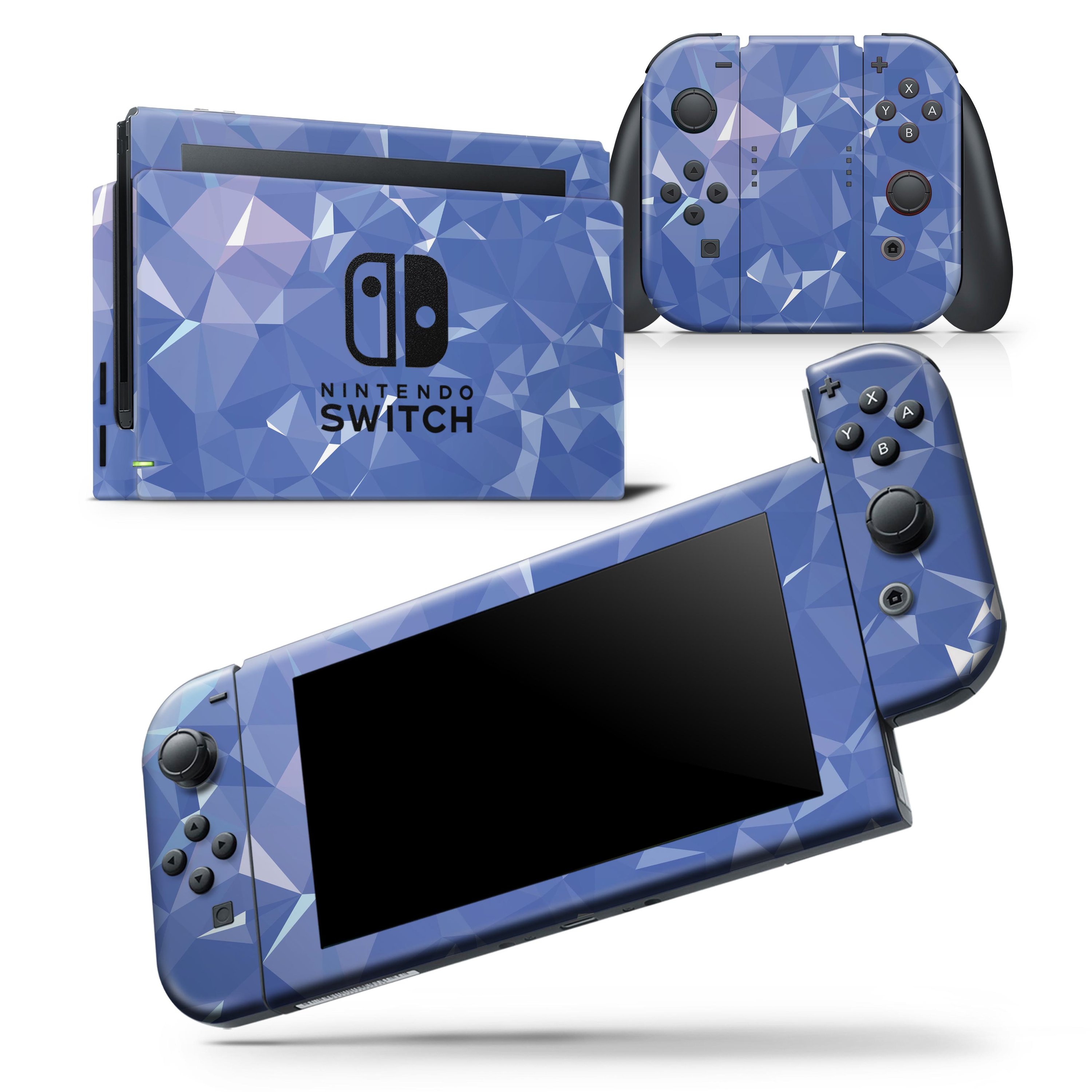 Blue Geometric V16 skin wrap decal for Nintendo Switch Lite, showcasing a vibrant geometric design that fits snugly on the console.