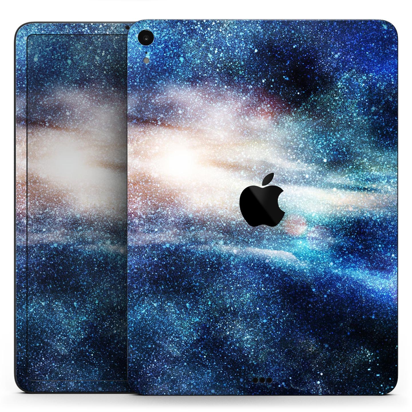 Blue and gold glowing star-wave full body skin decal for Apple devices, showcasing a vibrant design with ultra-thin protection.