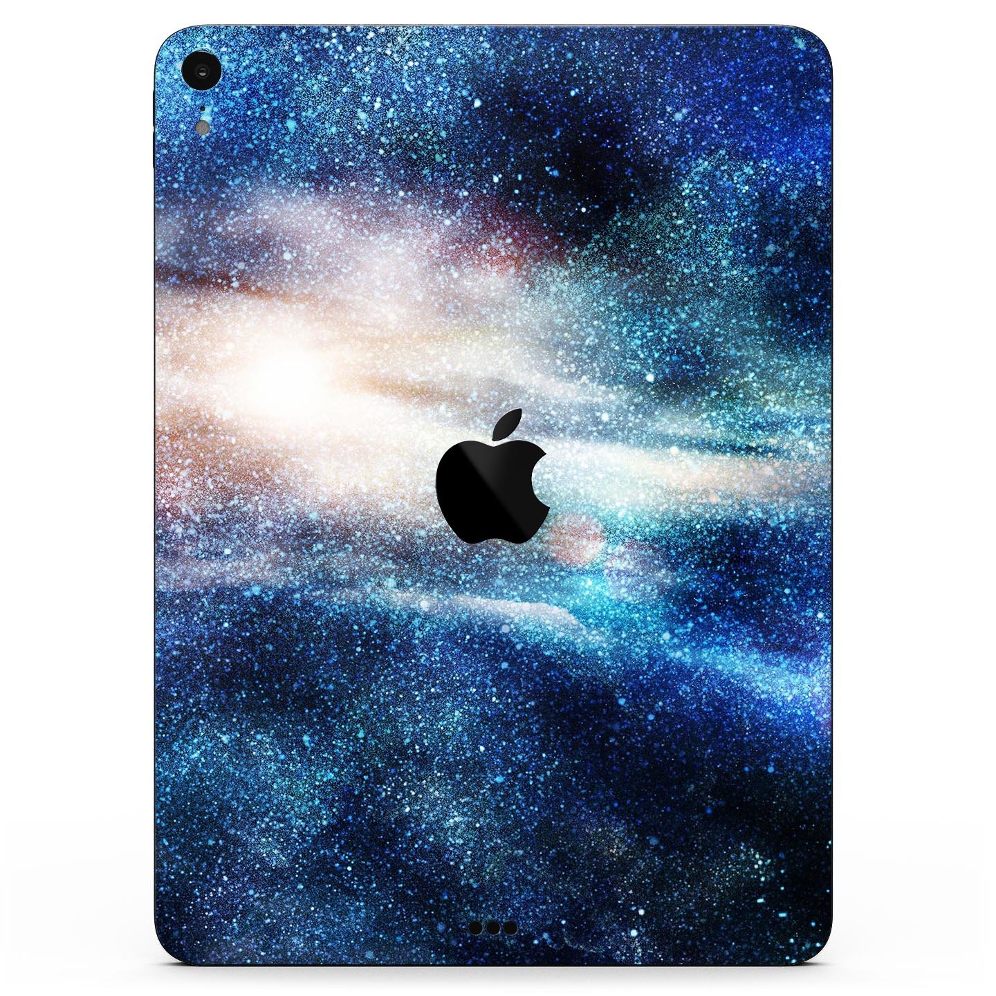 Blue and gold glowing star-wave full body skin decal for Apple devices, showcasing a vibrant design with ultra-thin protection.