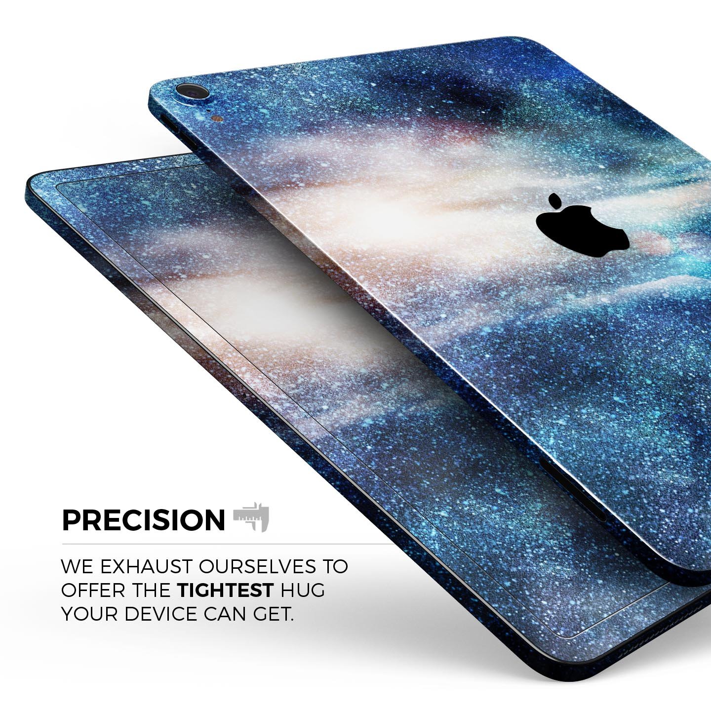 Blue and gold glowing star-wave full body skin decal for Apple devices, showcasing a vibrant design with ultra-thin protection.