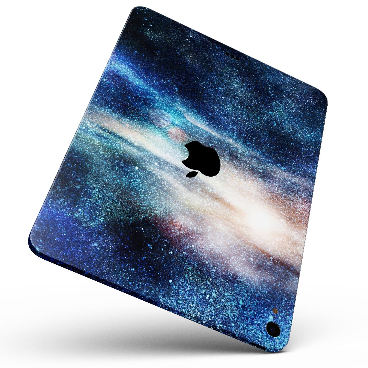 Blue and gold glowing star-wave full body skin decal for Apple devices, showcasing a vibrant design with ultra-thin protection.