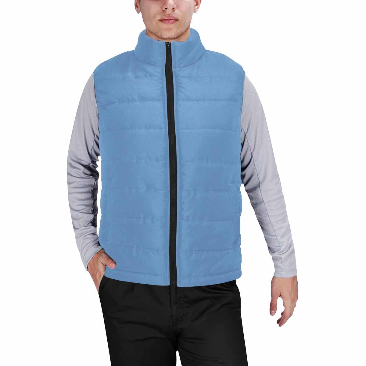 Blue Gray Men's Padded Vest featuring a quilted design, zipper closure, and lightweight fabric, ideal for layering in cool weather.