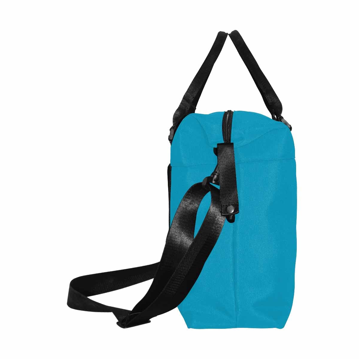 A large blue green duffel bag made from durable oxford fabric, featuring handles and an adjustable strap, ideal for travel and daily use.