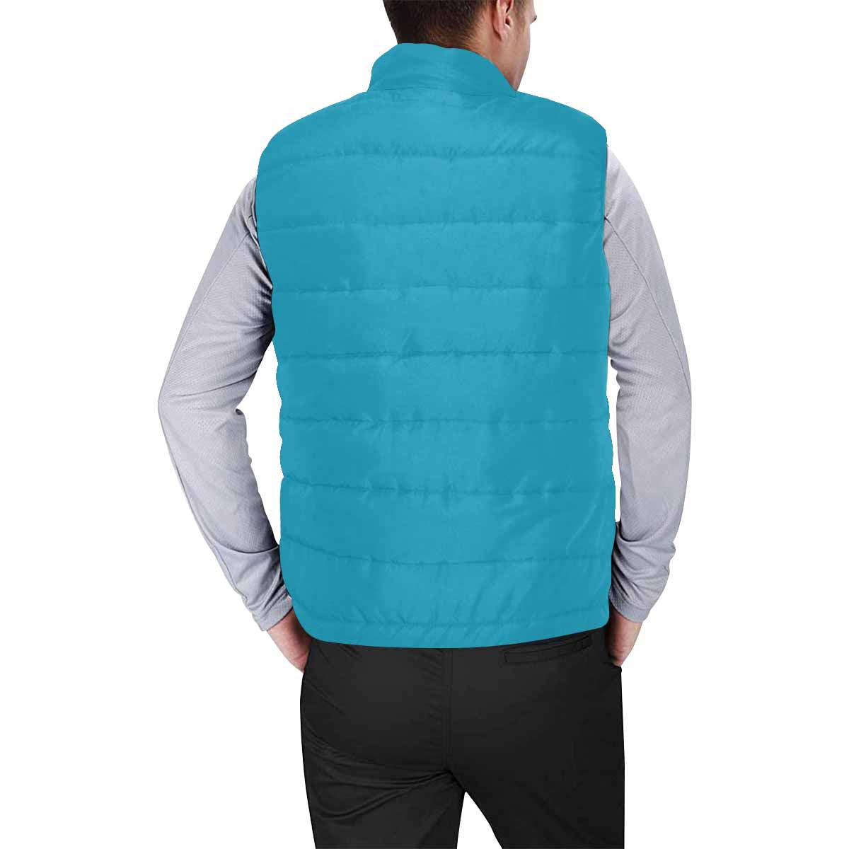 Blue Green Men's Padded Vest featuring a quilted design, zipper closure, and lightweight material, perfect for layering in cool weather.