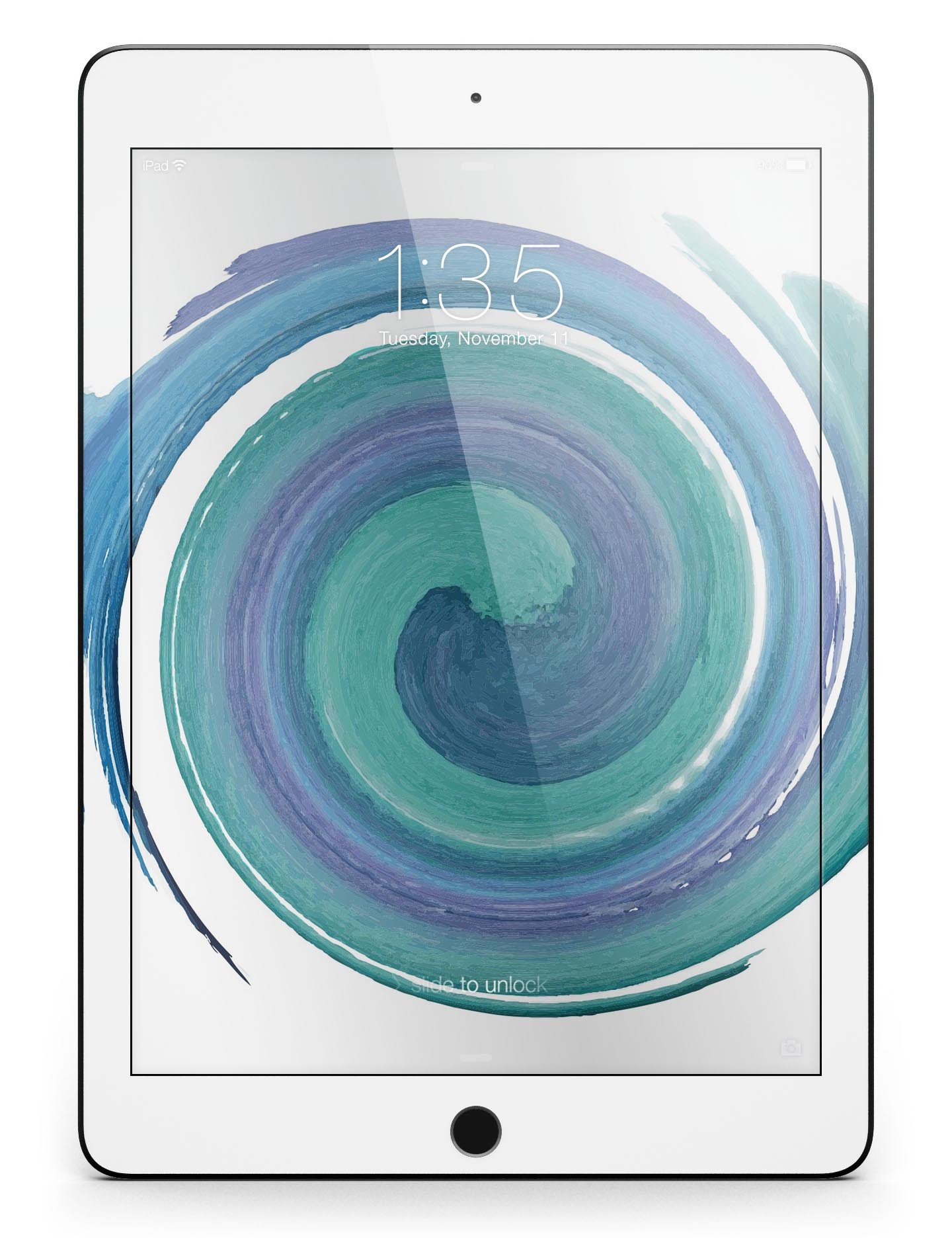 Blue and green watercolor swirl skin for iPad Pro, showcasing vibrant colors and full body coverage.