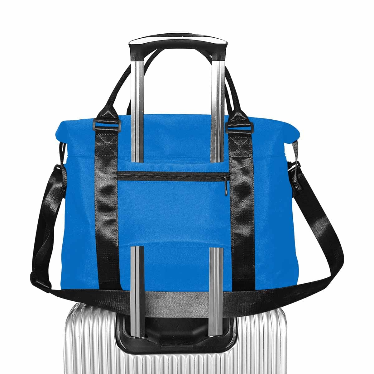 Blue Grotto Duffel Bag in vibrant color, showcasing durable oxford fabric, adjustable strap, and spacious compartments.