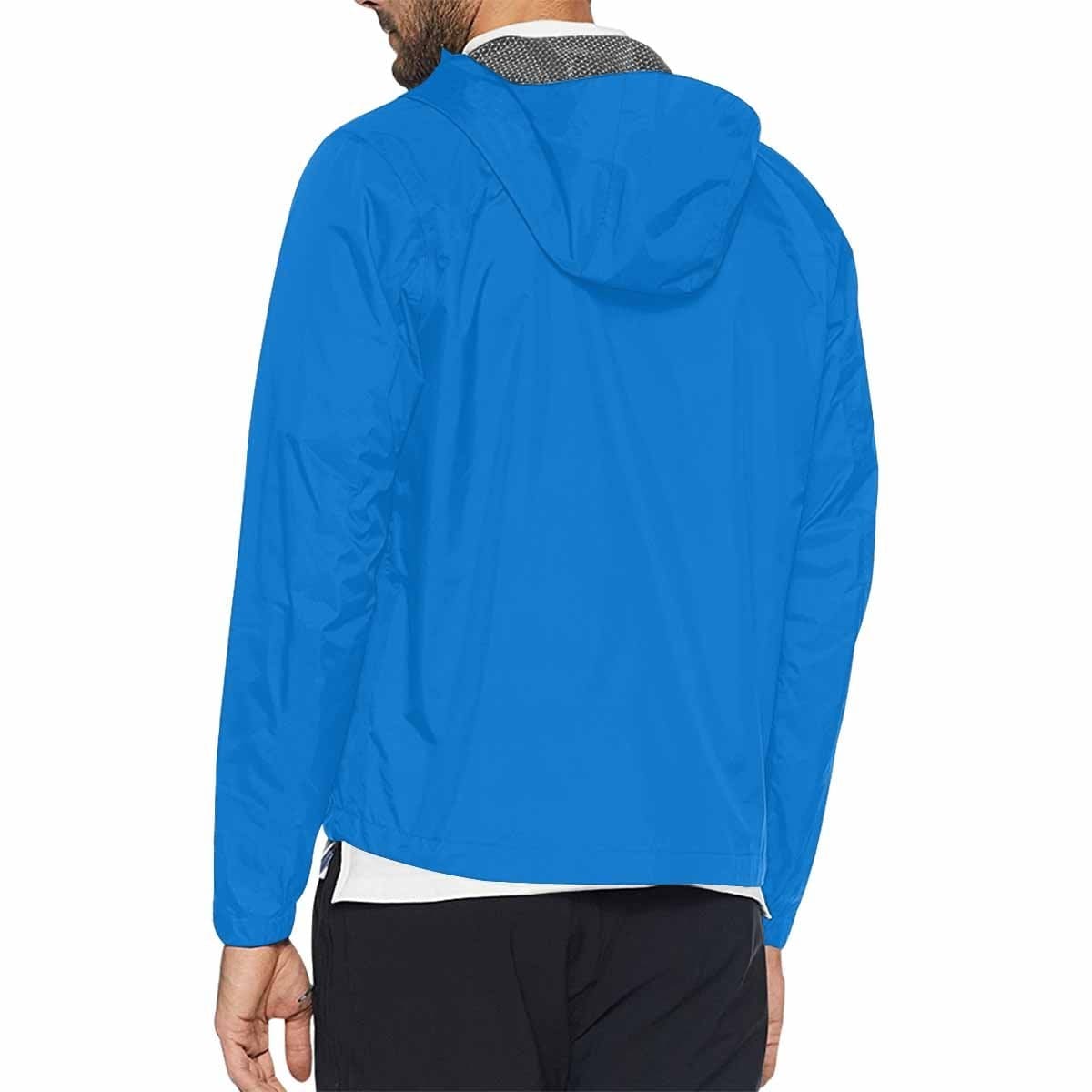 Blue Grotto Hooded Windbreaker Jacket for men and women, featuring a stylish design with adjustable hood and zippered pockets.