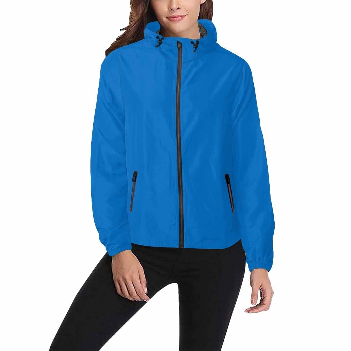 Blue Grotto Hooded Windbreaker Jacket for men and women, featuring a stylish design with adjustable hood and zippered pockets.