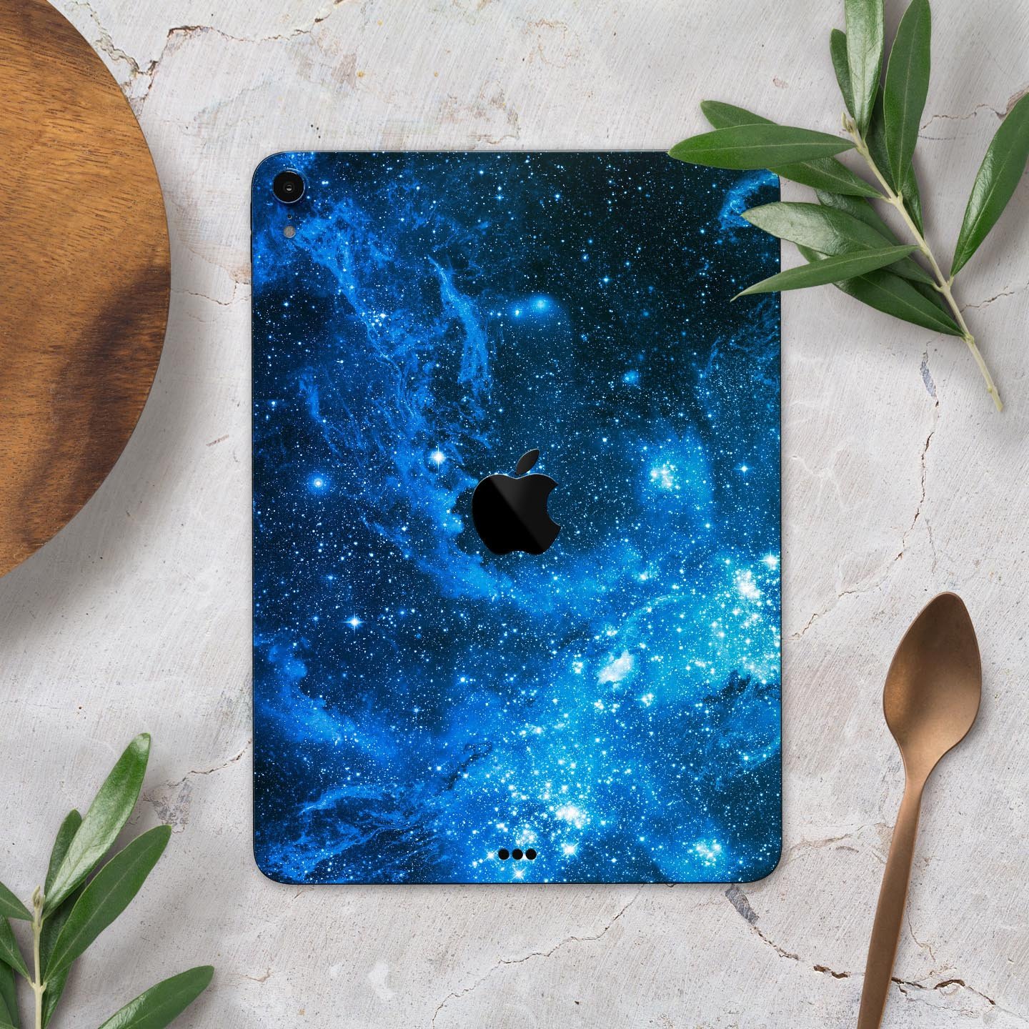 Blue Hue Nebula skin decal for Apple iPad Pro 12.9", showcasing vibrant cosmic design and premium finish.