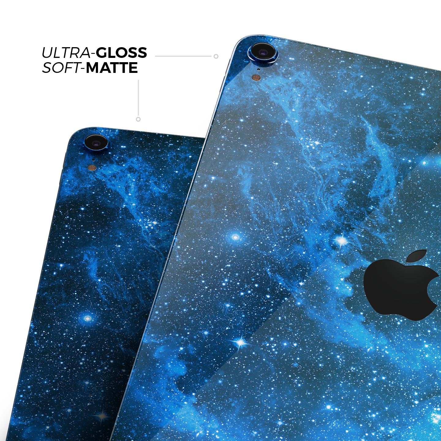 Blue Hue Nebula skin decal for Apple iPad Pro 12.9", showcasing vibrant cosmic design and premium finish.