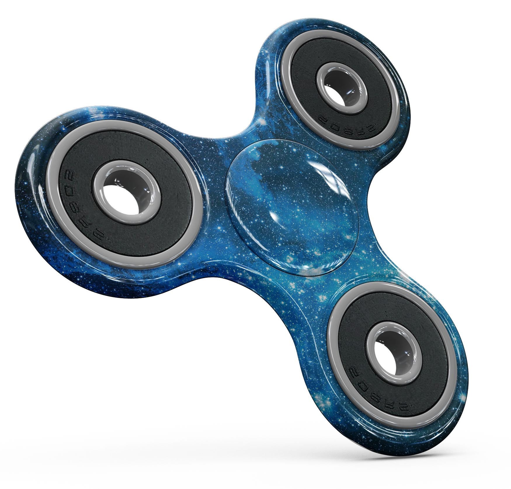 Blue Hue Nebula Full-Body Skin-Kit for fidget spinner, showcasing vibrant nebula design and premium vinyl material.