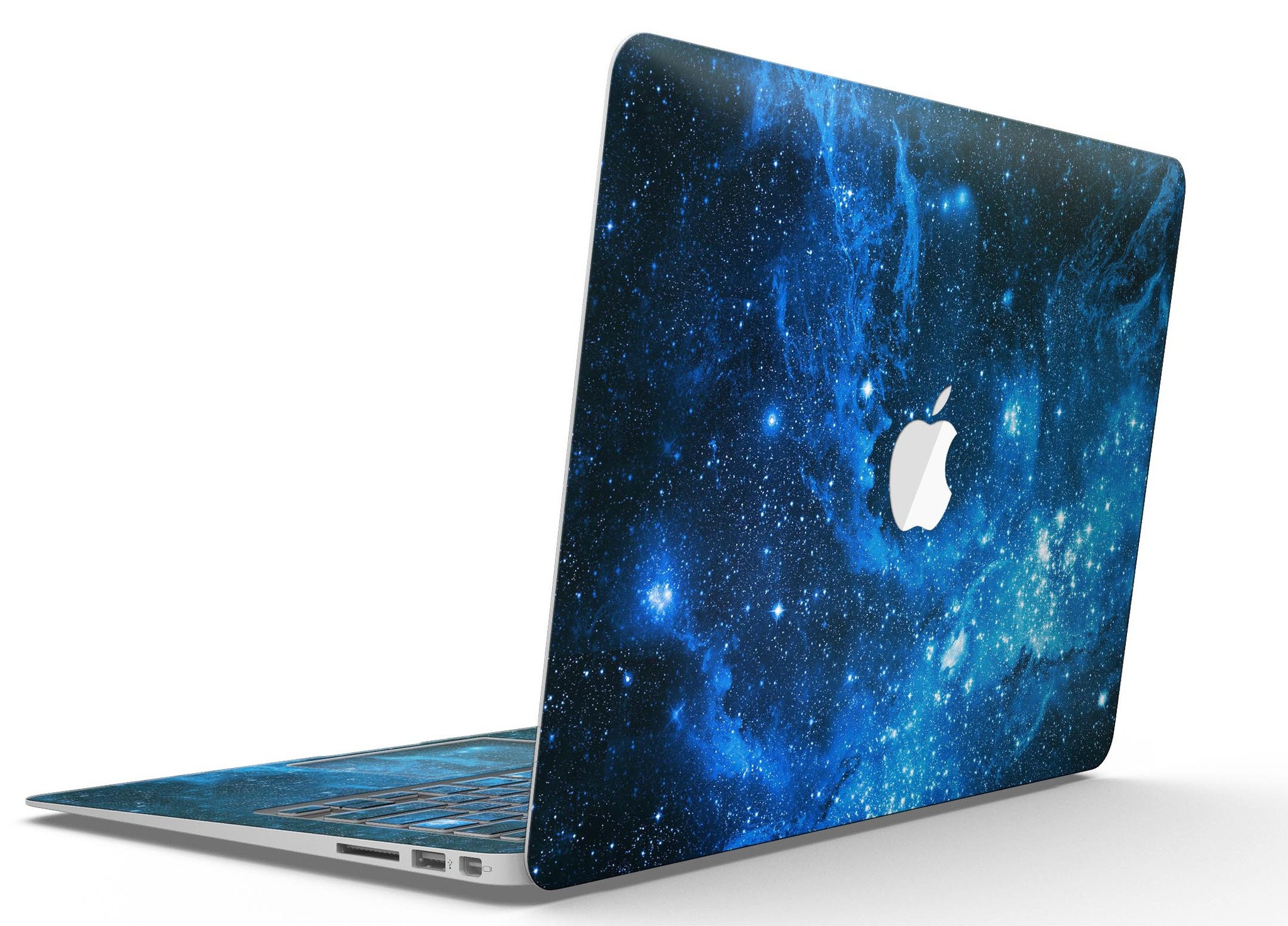 Blue Hue Nebula MacBook Air Skin Kit showcasing vibrant colors and sleek design.