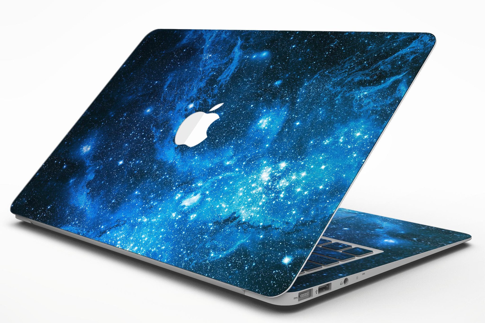 Blue Hue Nebula MacBook Air Skin Kit showcasing vibrant colors and sleek design.