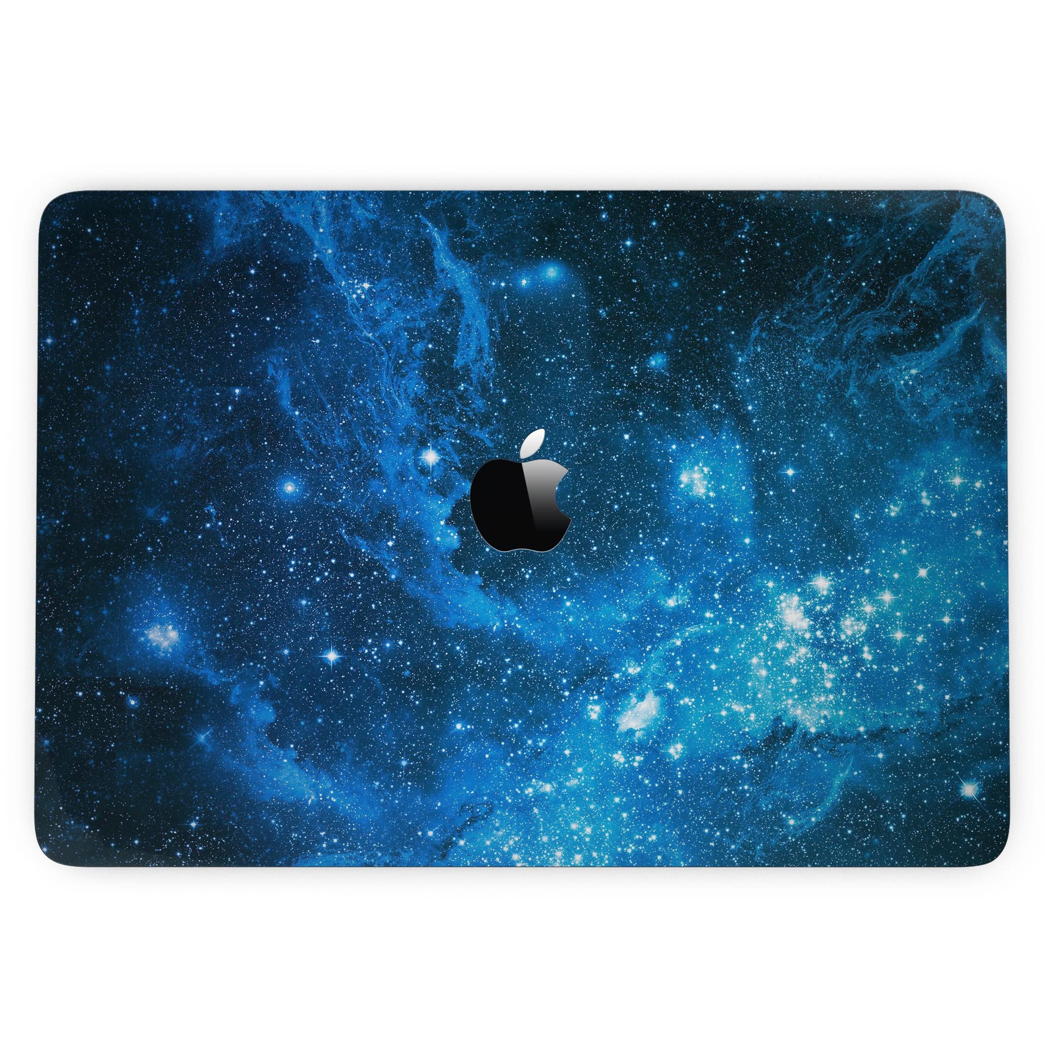 Blue Hue Nebula skin kit for MacBook Pro with Touch Bar, showcasing vibrant colors and sleek design.