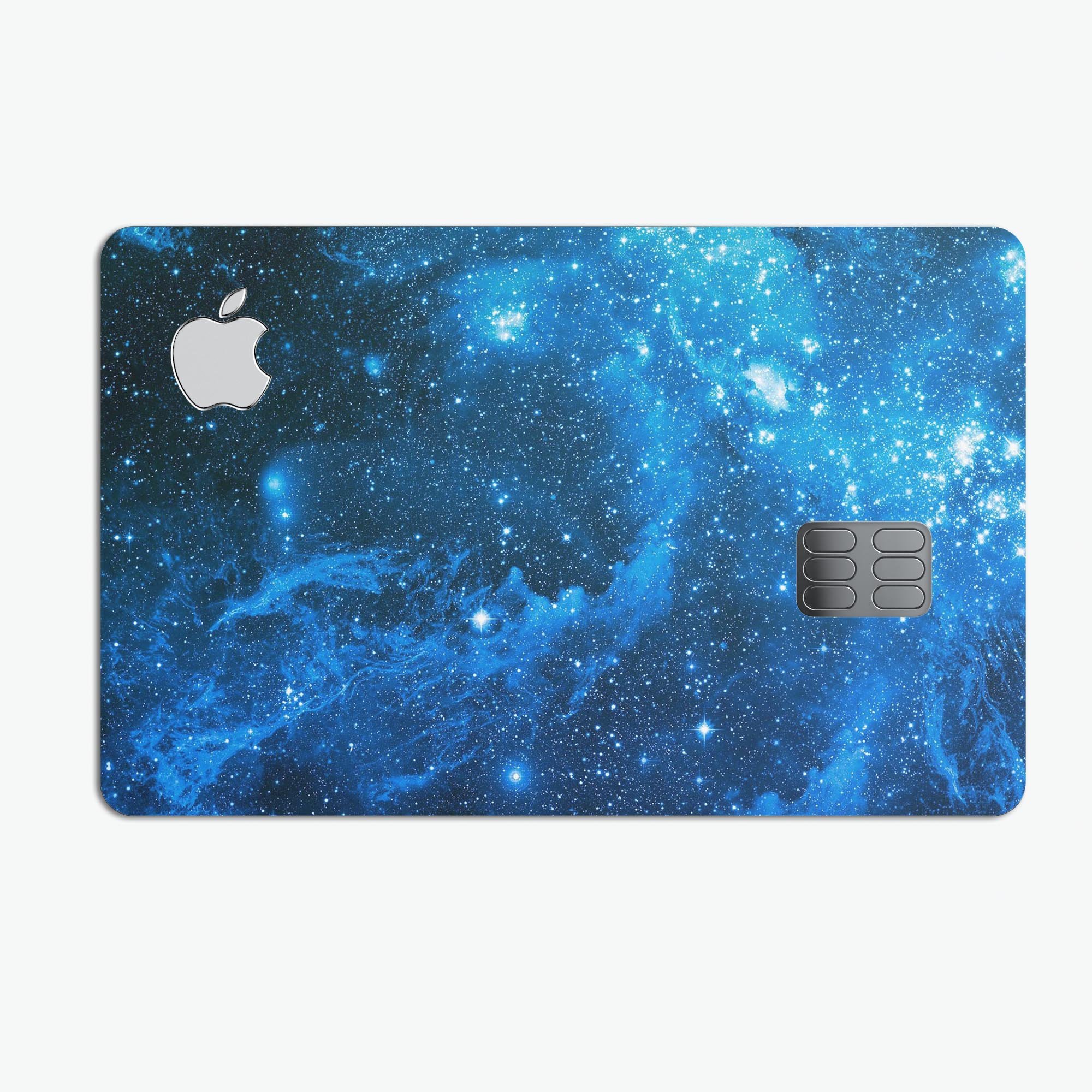 Blue Hue Nebula decal skin kit for Apple Card, showcasing premium vinyl design and vibrant color.