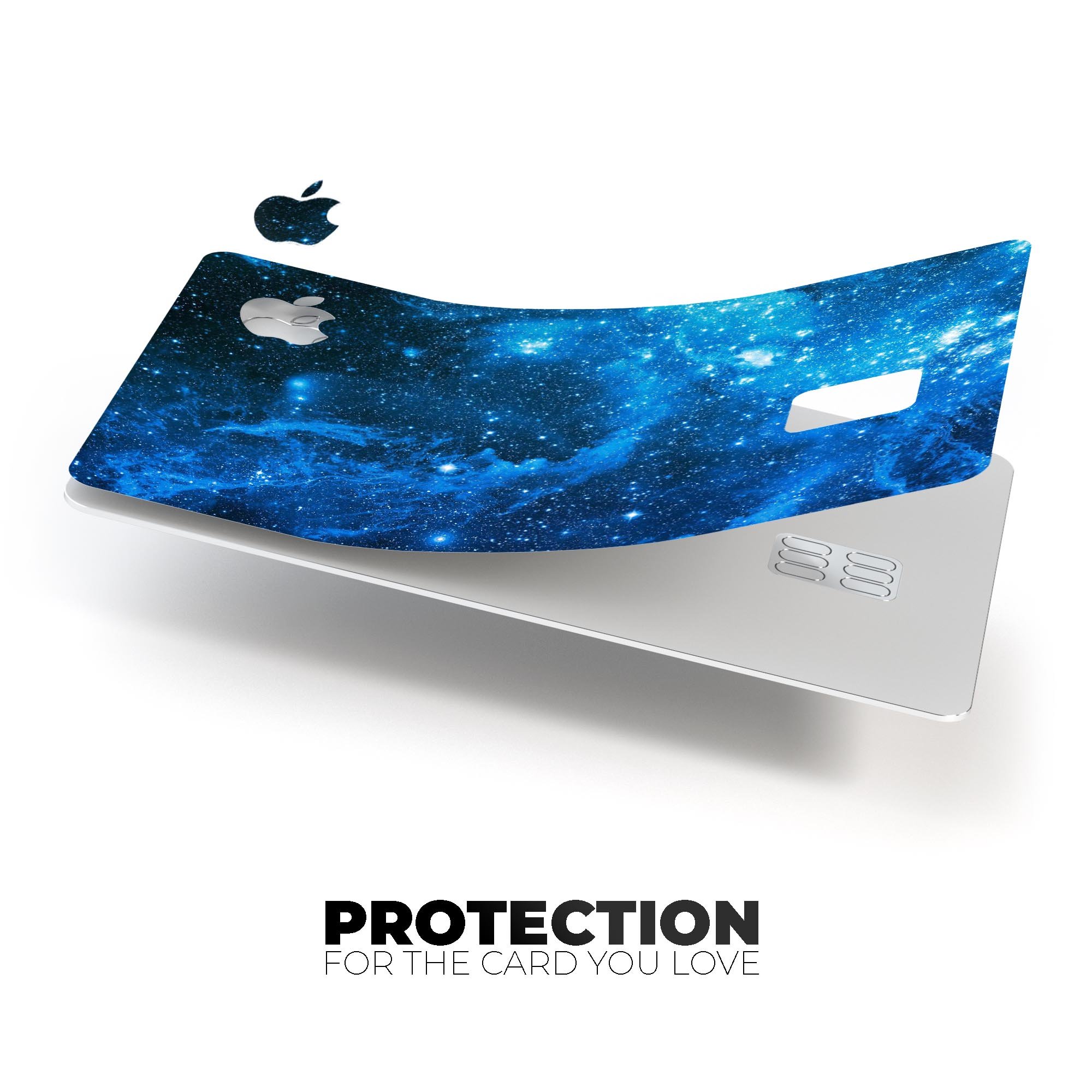 Blue Hue Nebula decal skin kit for Apple Card, showcasing premium vinyl design and vibrant color.