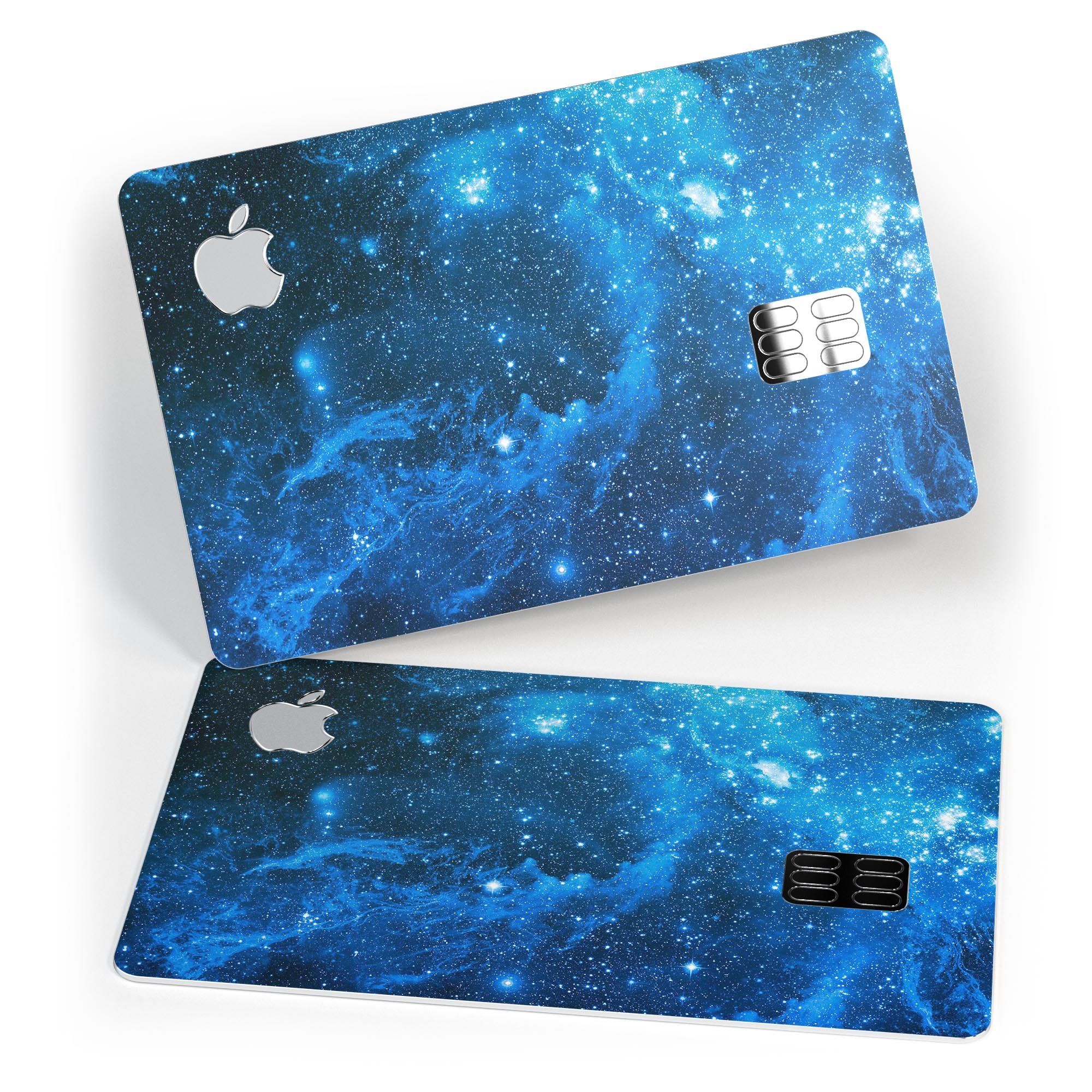 Blue Hue Nebula decal skin kit for Apple Card, showcasing premium vinyl design and vibrant color.