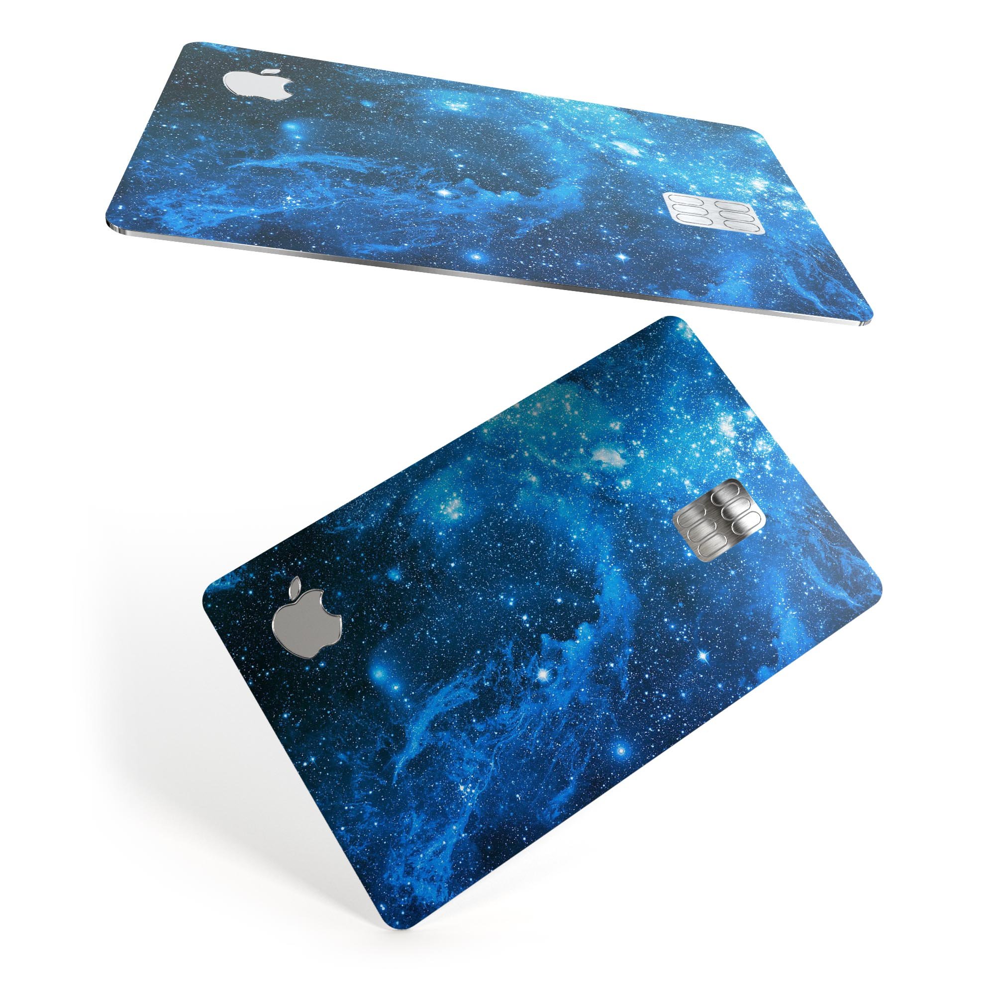 Blue Hue Nebula decal skin kit for Apple Card, showcasing premium vinyl design and vibrant color.