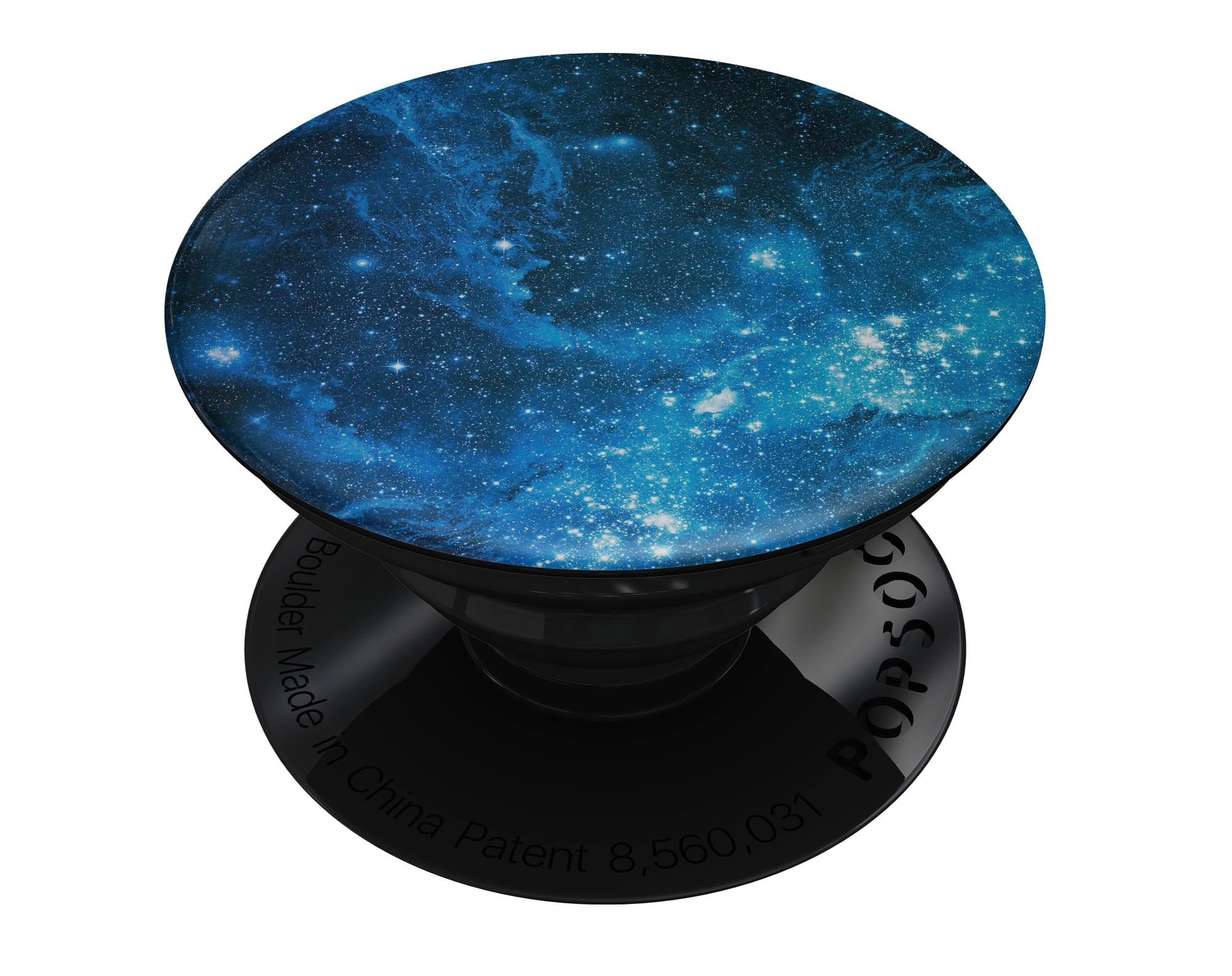 Blue Hue Nebula Skin Kit for PopSockets featuring vibrant blue nebula design on premium vinyl.