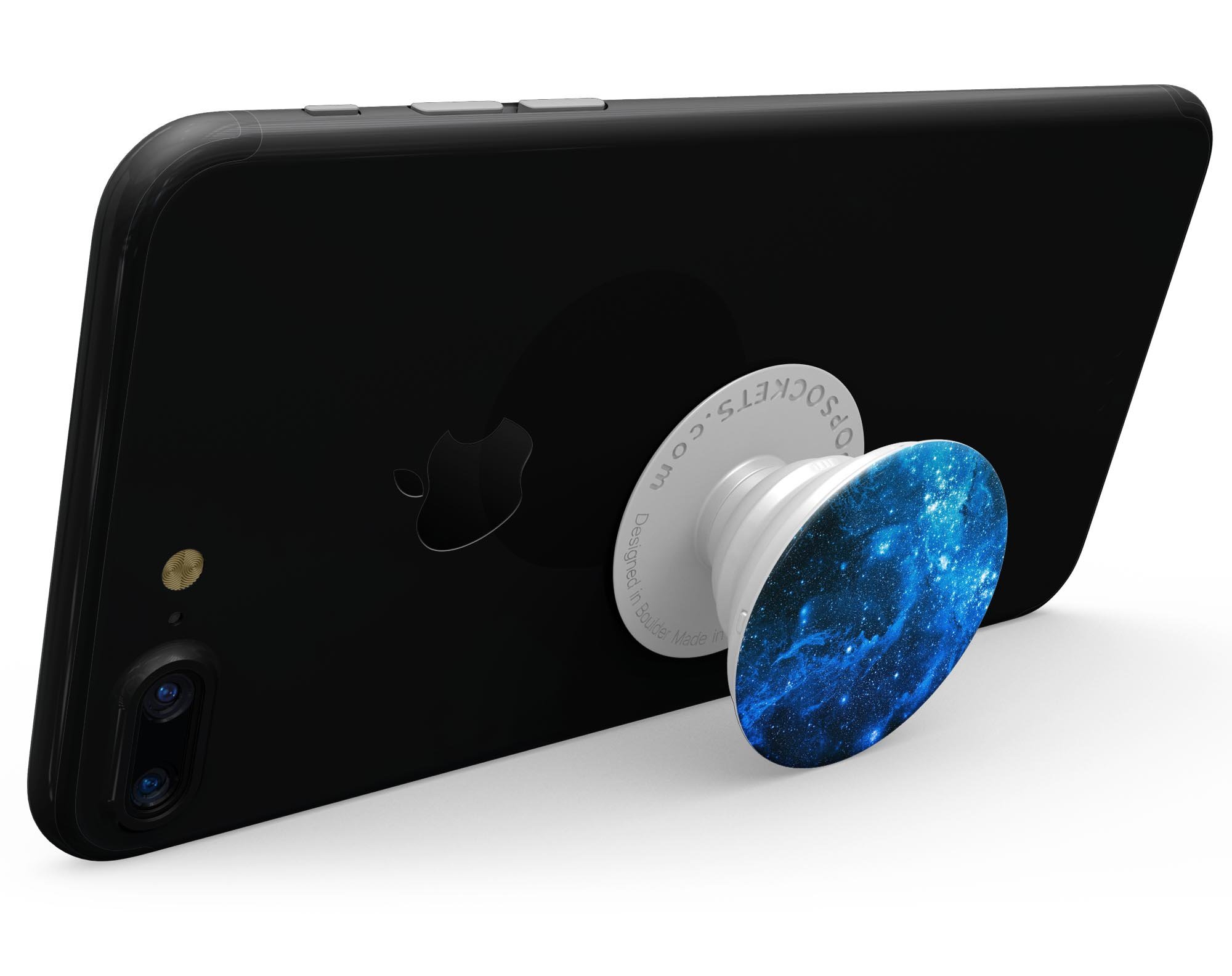 Blue Hue Nebula Skin Kit for PopSockets featuring vibrant blue nebula design on premium vinyl.