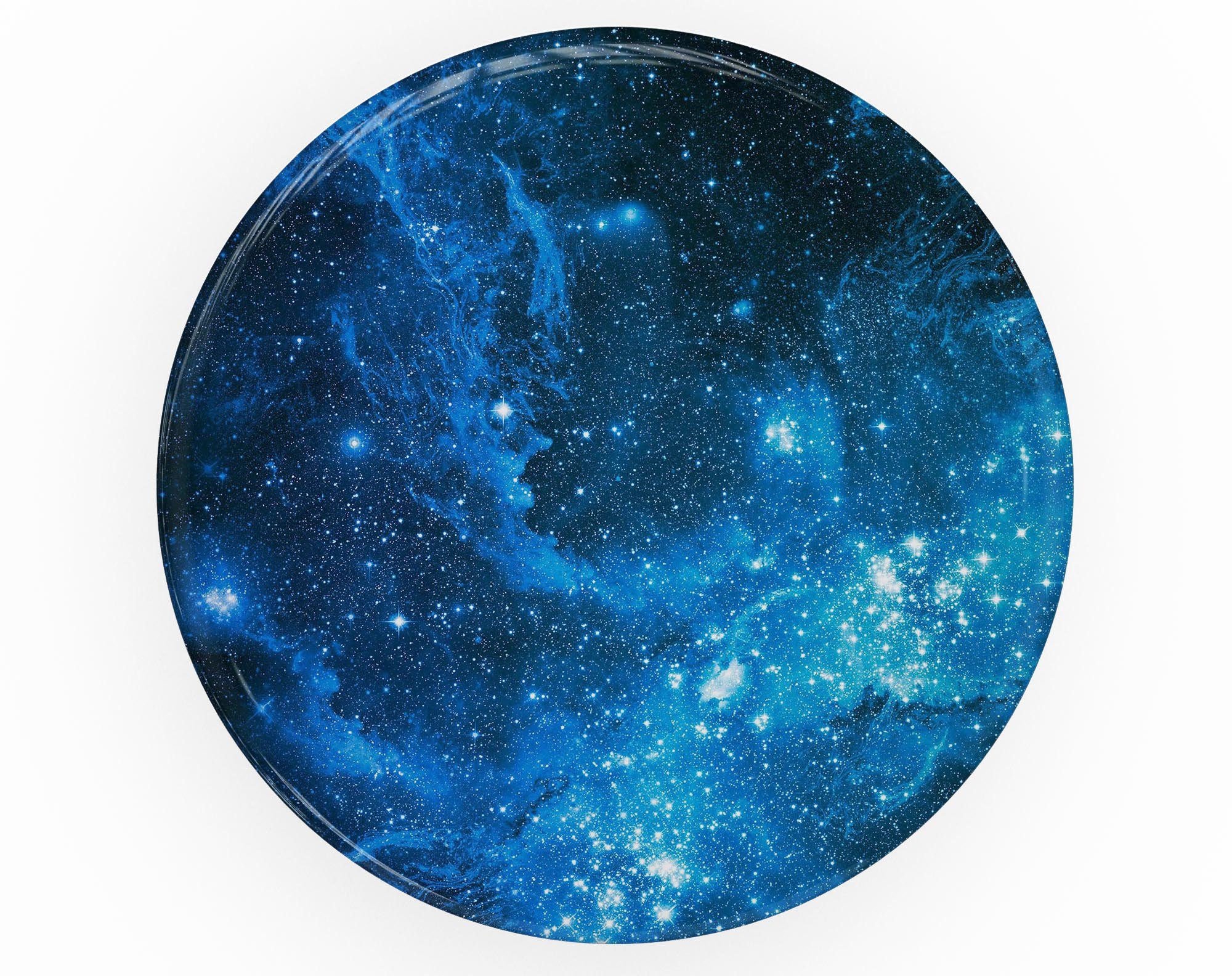 Blue Hue Nebula Skin Kit for PopSockets featuring vibrant blue nebula design on premium vinyl.