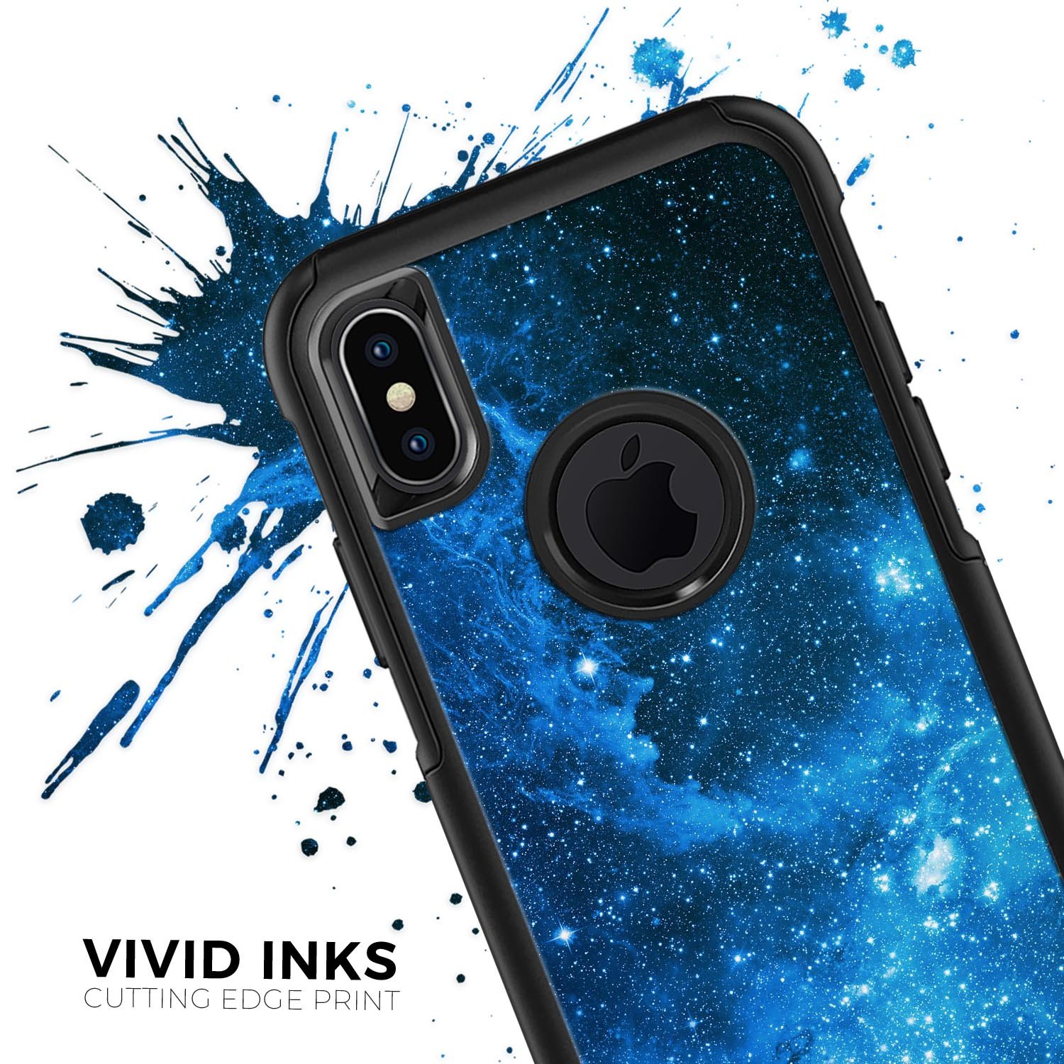 Blue Hue Nebula Skin Kit for iPhone OtterBox Cases featuring vibrant colors and a unique nebula design.