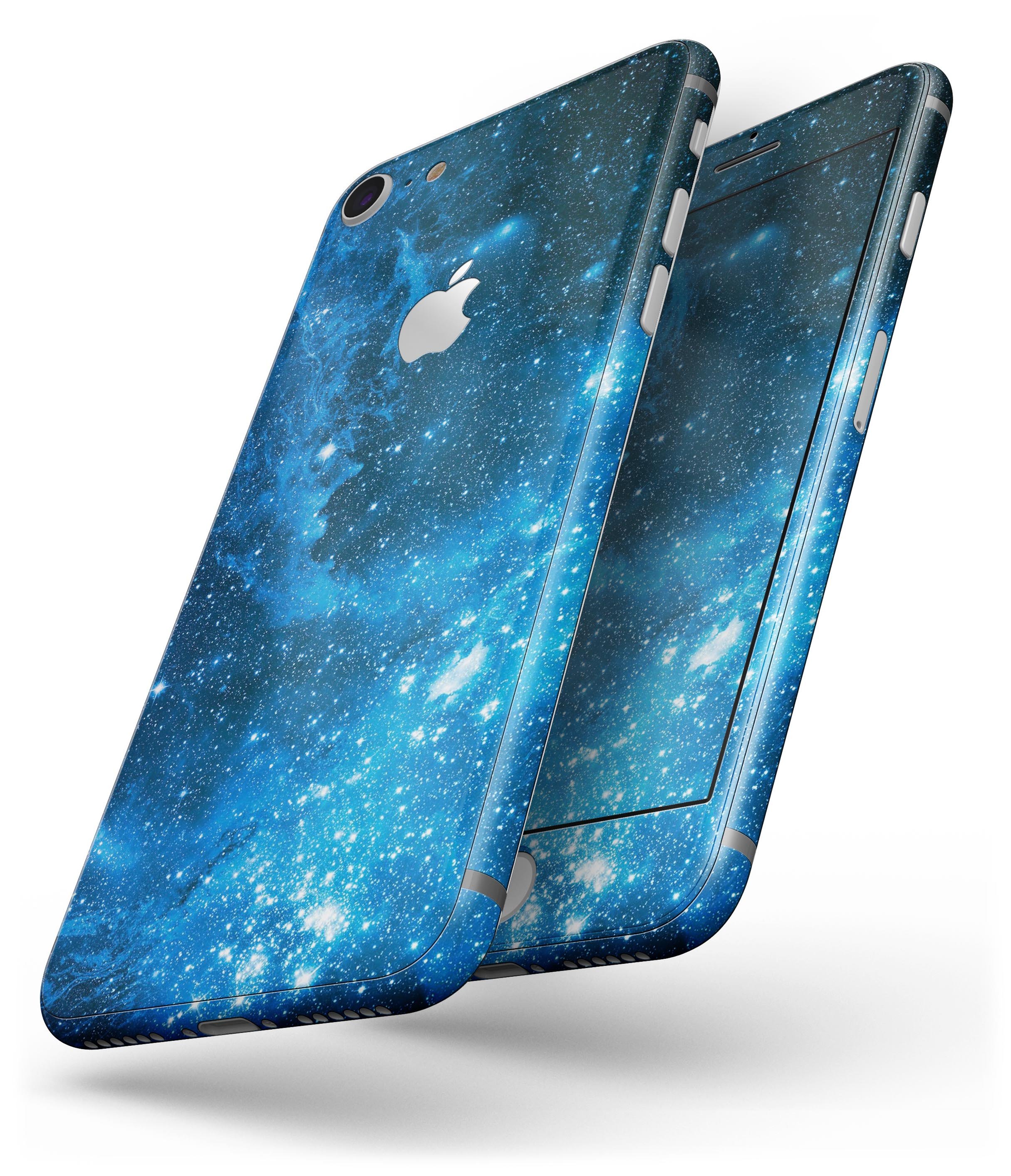 Blue Hue Nebula skin for iPhone 8 and 8 Plus, showcasing a vibrant design with a glossy finish.