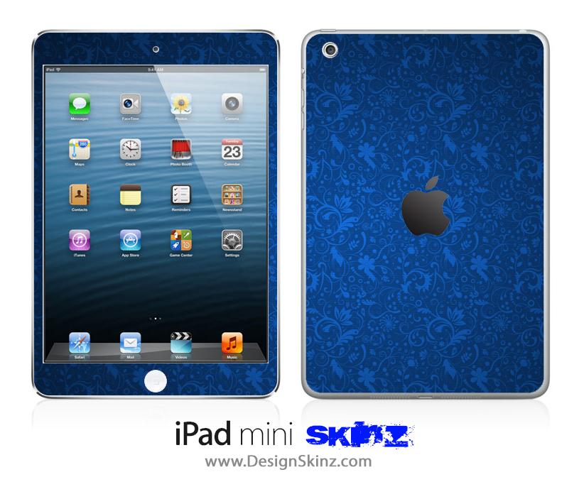 Blue Lacy Pattern iPad Skin featuring intricate lace design on high-quality vinyl material.