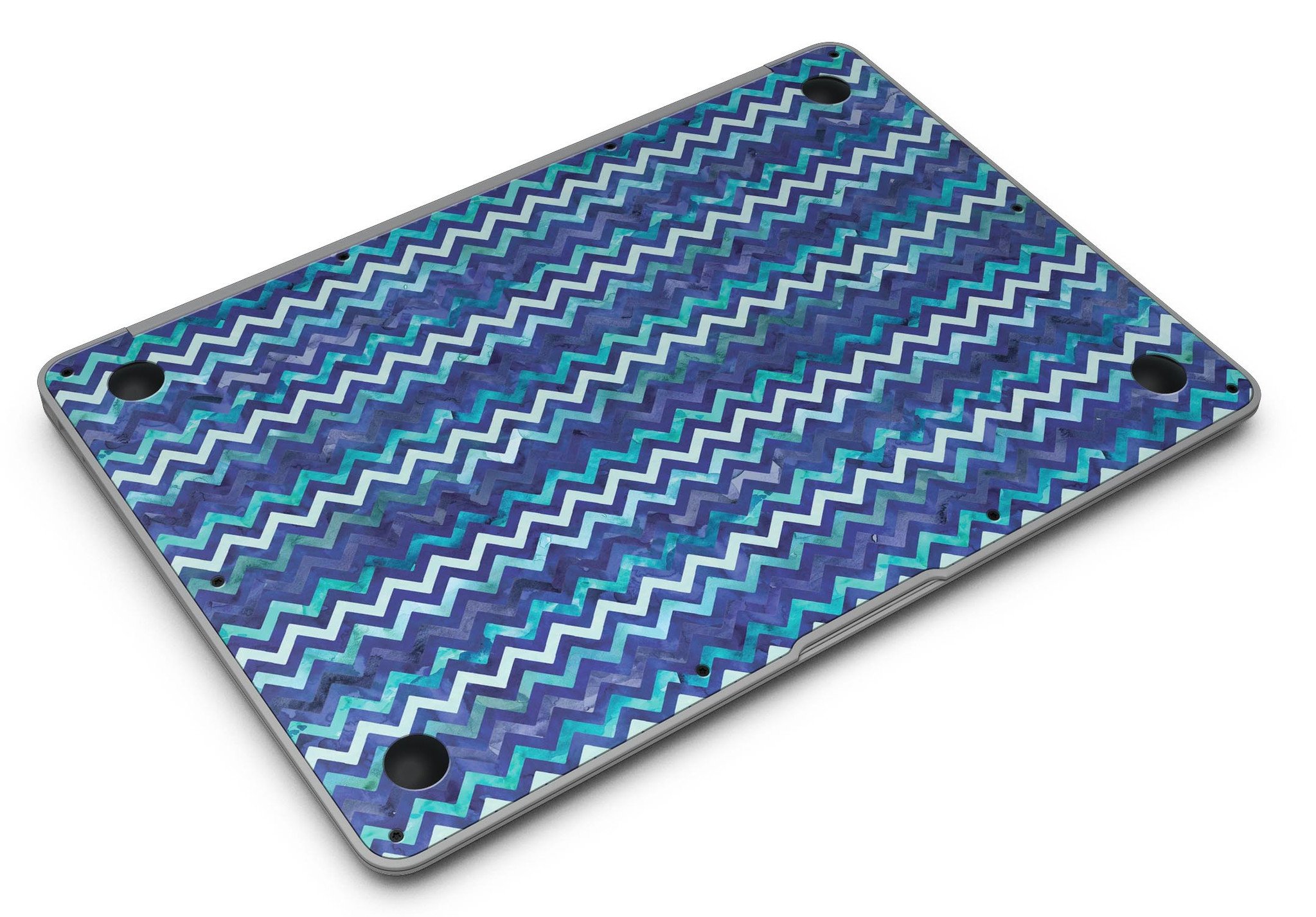 Blue Multi Watercolor Chevron skin for MacBook Air, showcasing vibrant colors and artistic design.