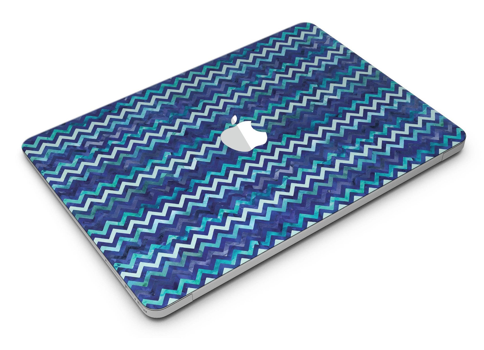 Blue Multi Watercolor Chevron skin for MacBook Air, showcasing vibrant colors and artistic design.