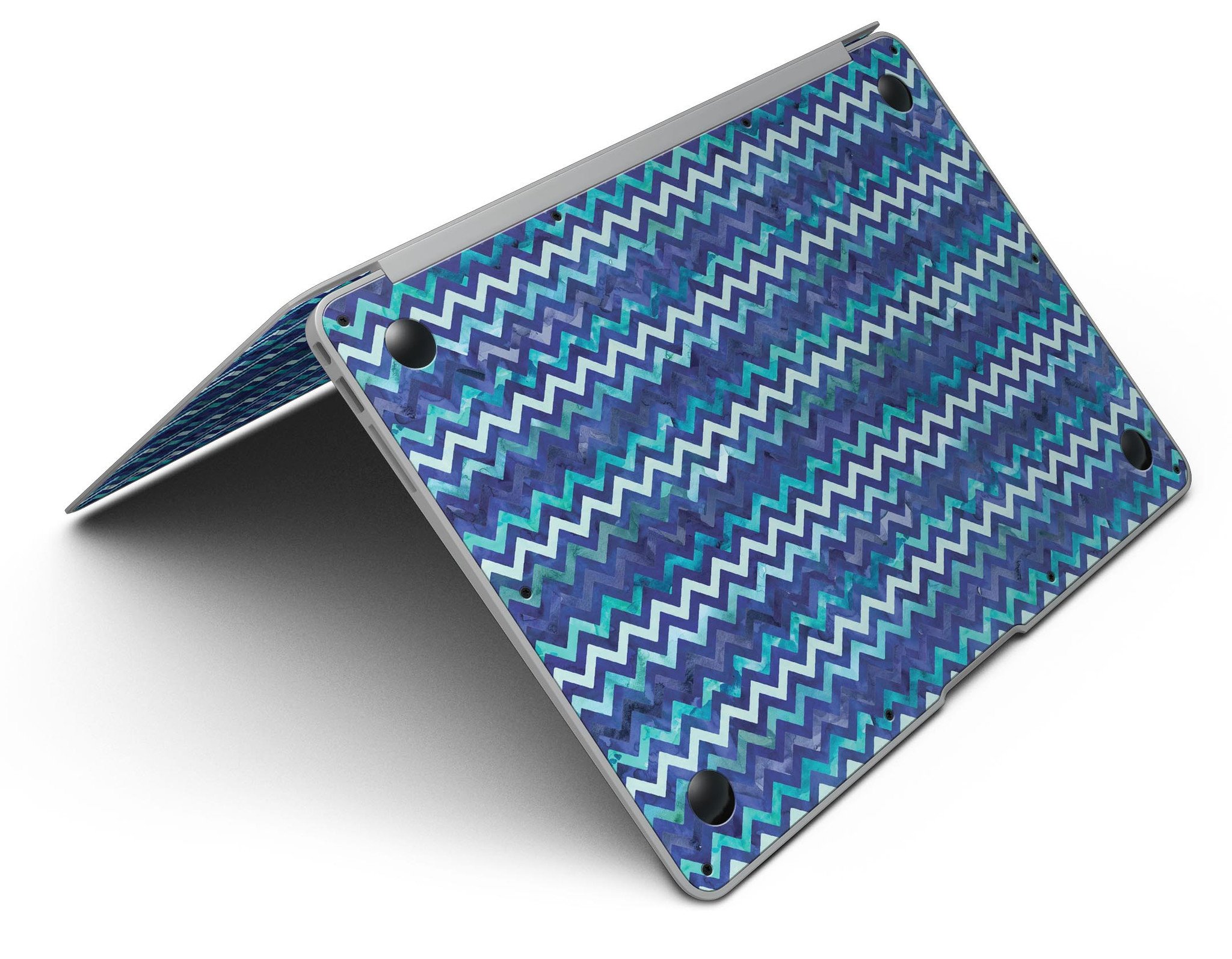 Blue Multi Watercolor Chevron skin for MacBook Air, showcasing vibrant colors and artistic design.