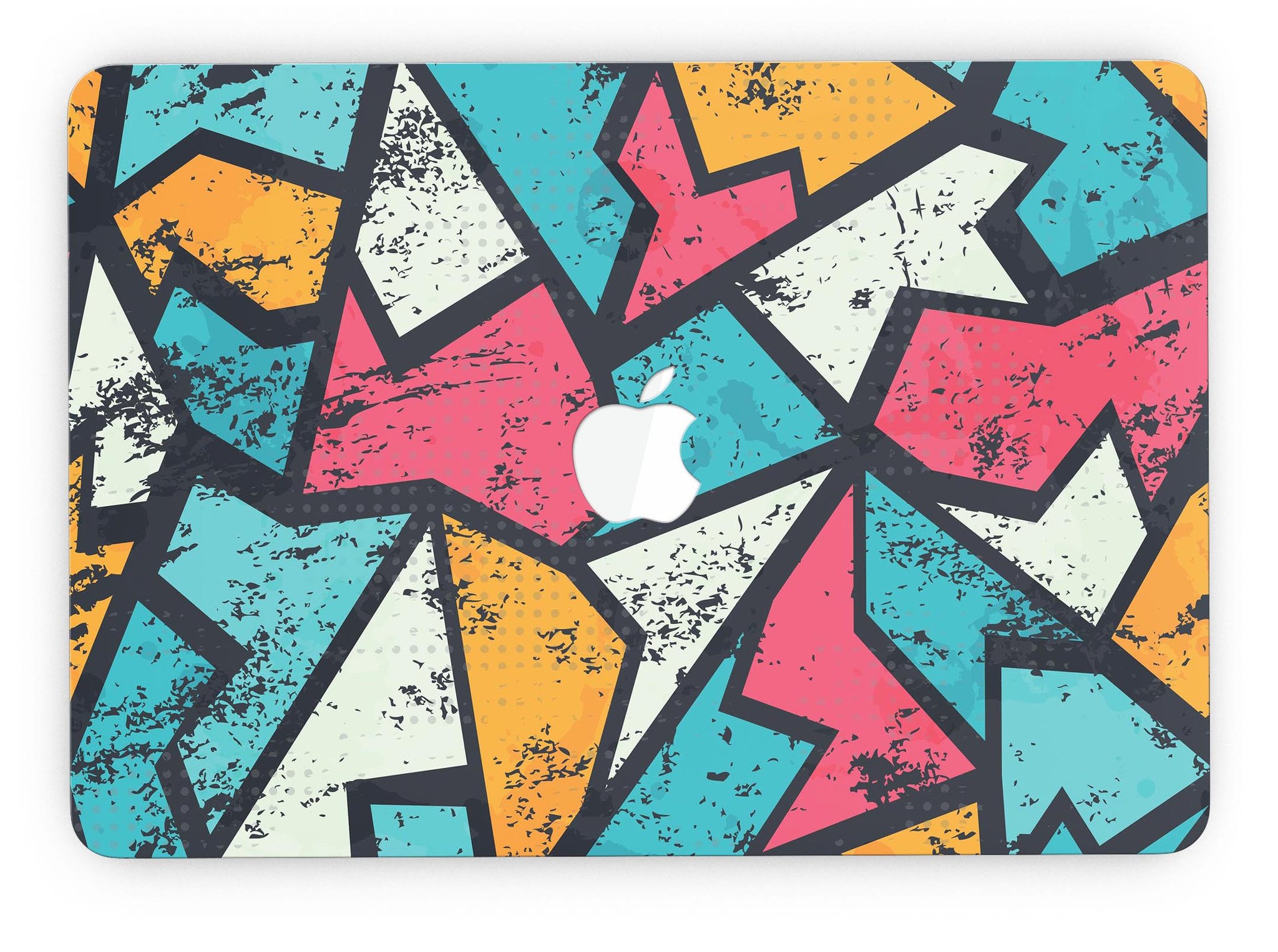 Blue Orange and Red Zig Zags skin for MacBook Pro with Retina Display, showcasing vibrant colors and stylish design.