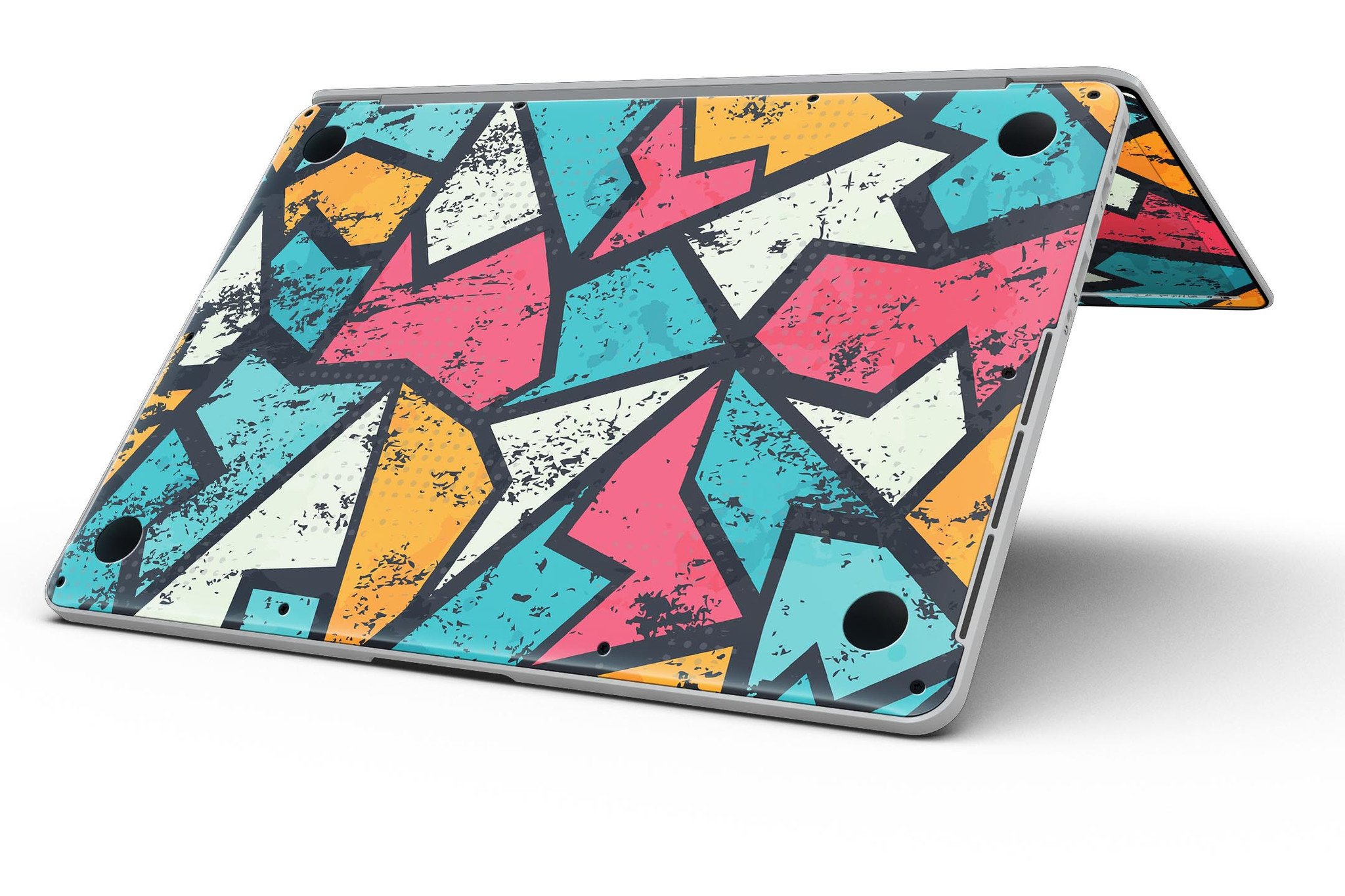 Blue Orange and Red Zig Zags skin for MacBook Pro with Retina Display, showcasing vibrant colors and stylish design.