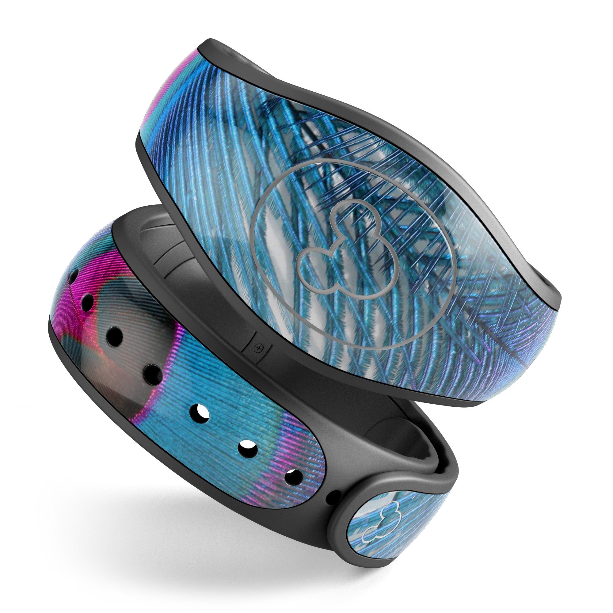 Blue Peacock decal skin wrap kit designed for Disney Magic Band, showcasing vibrant colors and intricate peacock design.