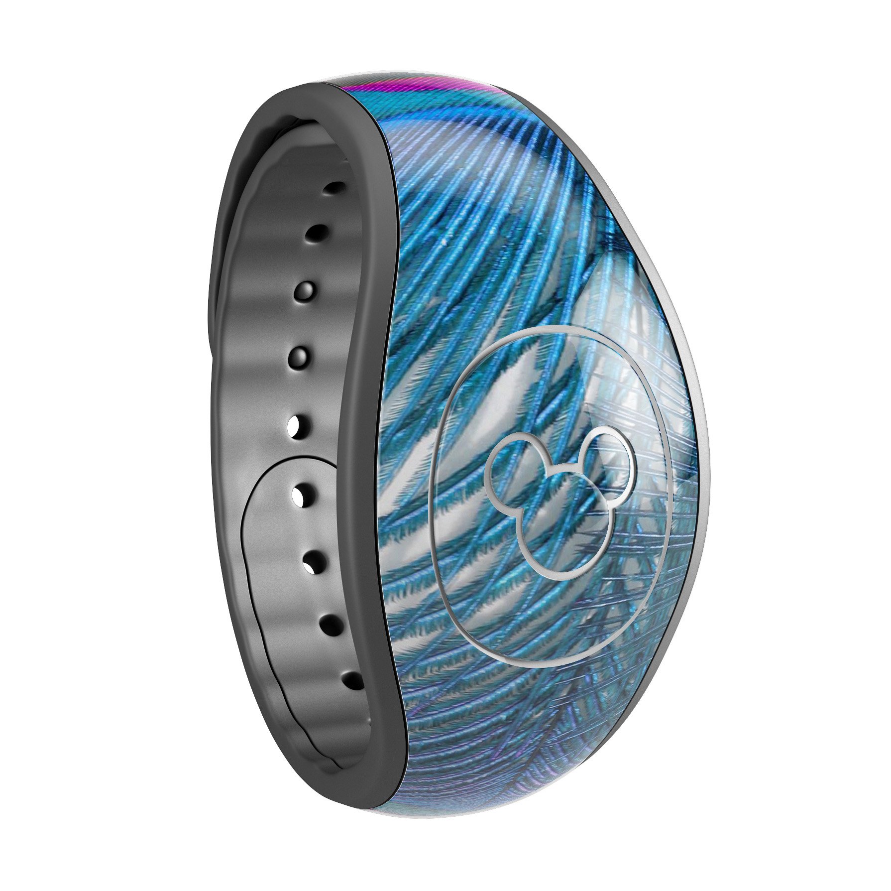 Blue Peacock decal skin wrap kit designed for Disney Magic Band, showcasing vibrant colors and intricate peacock design.