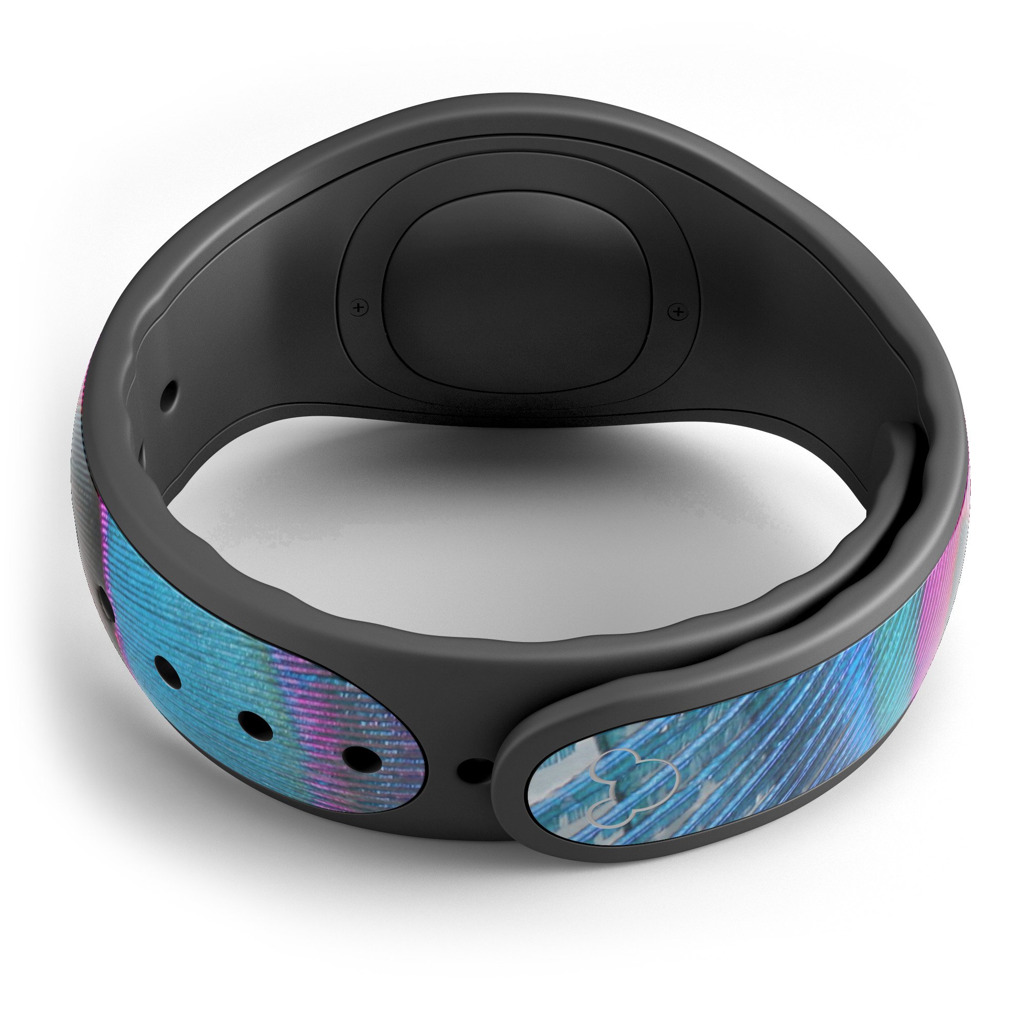 Blue Peacock decal skin wrap kit designed for Disney Magic Band, showcasing vibrant colors and intricate peacock design.