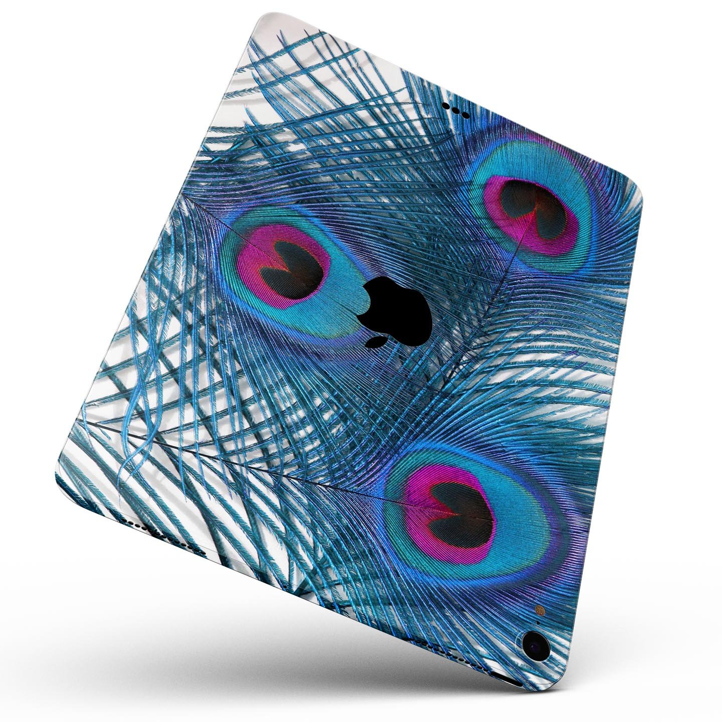 Blue Peacock full body skin decal for Apple iPad Pro, showcasing vibrant colors and premium 3M material for protection.