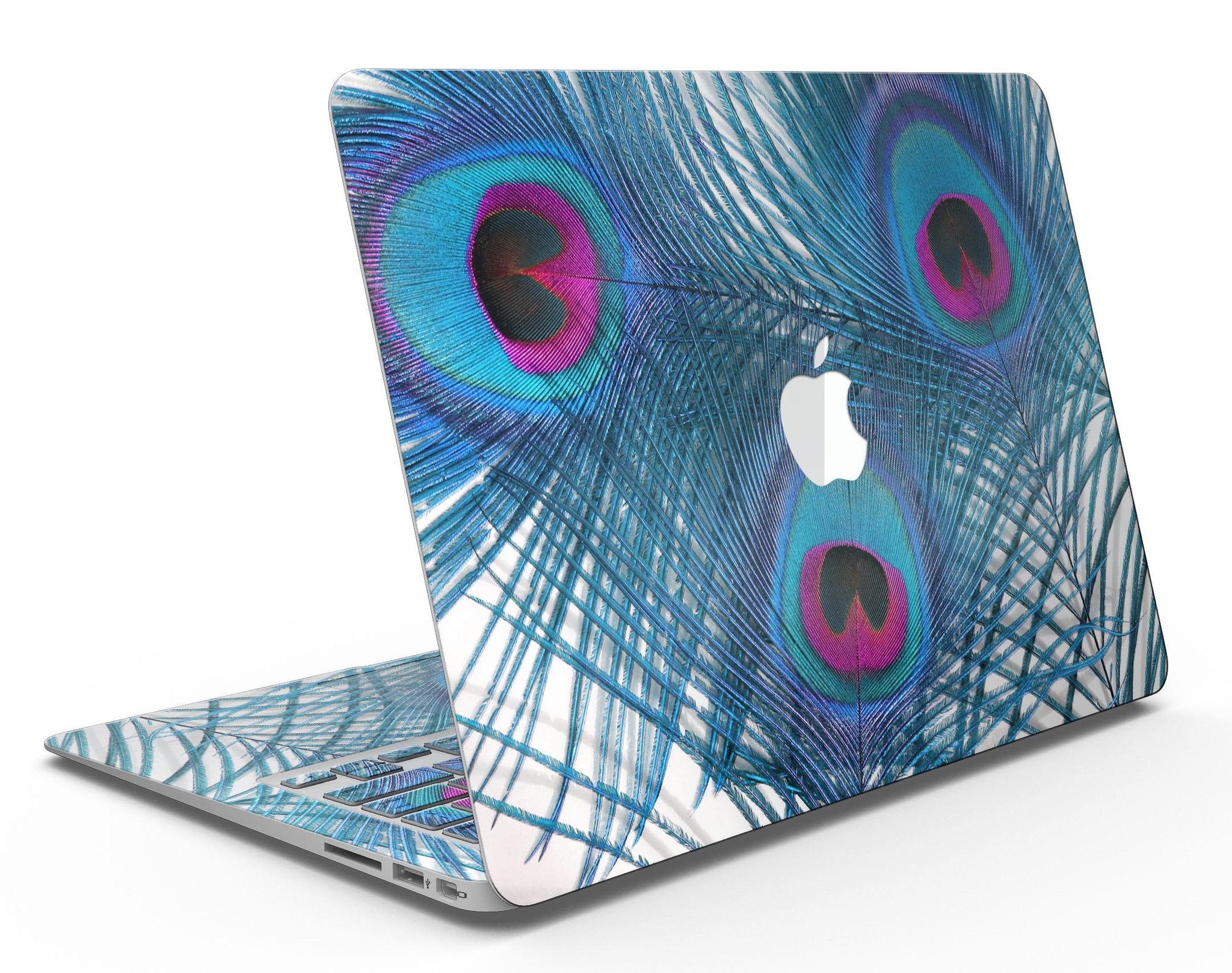 Blue Peacock MacBook Air Skin Kit showcasing vibrant peacock design on premium vinyl.