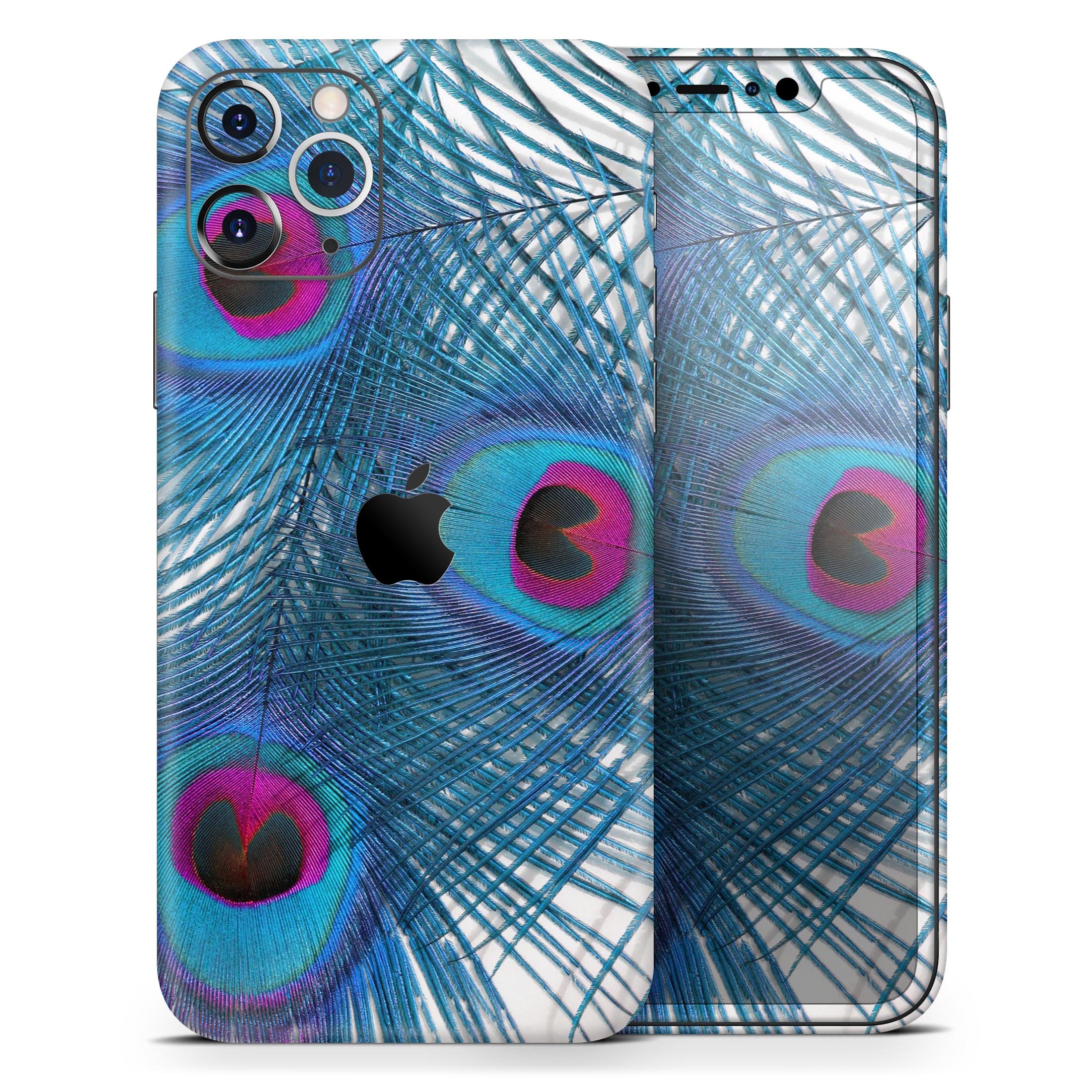 Blue Peacock Skin-Kit for Apple iPhone 13 and 13 Pro, showcasing vibrant colors and sleek design.