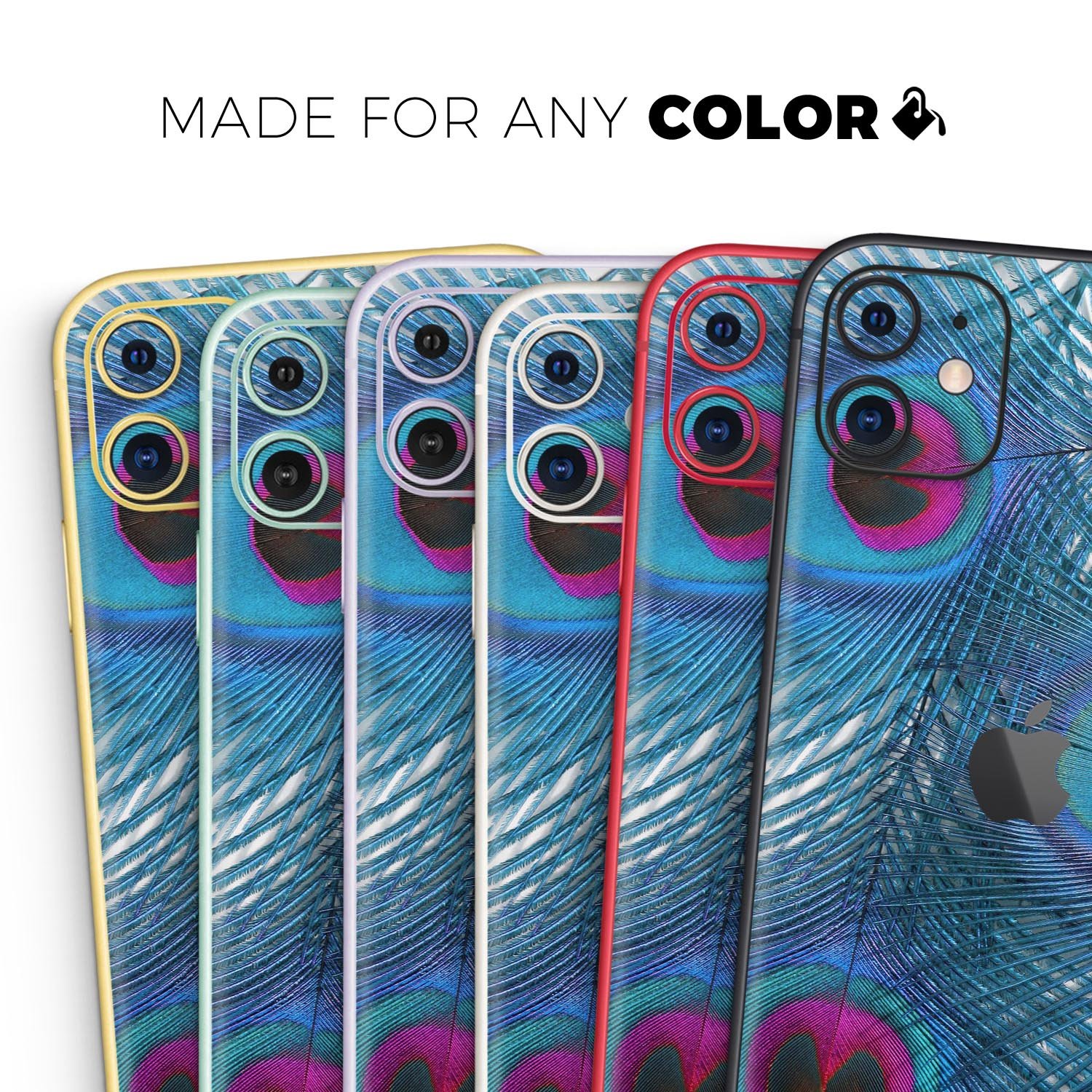 Blue Peacock Skin-Kit for Apple iPhone 13 and 13 Pro, showcasing vibrant colors and sleek design.