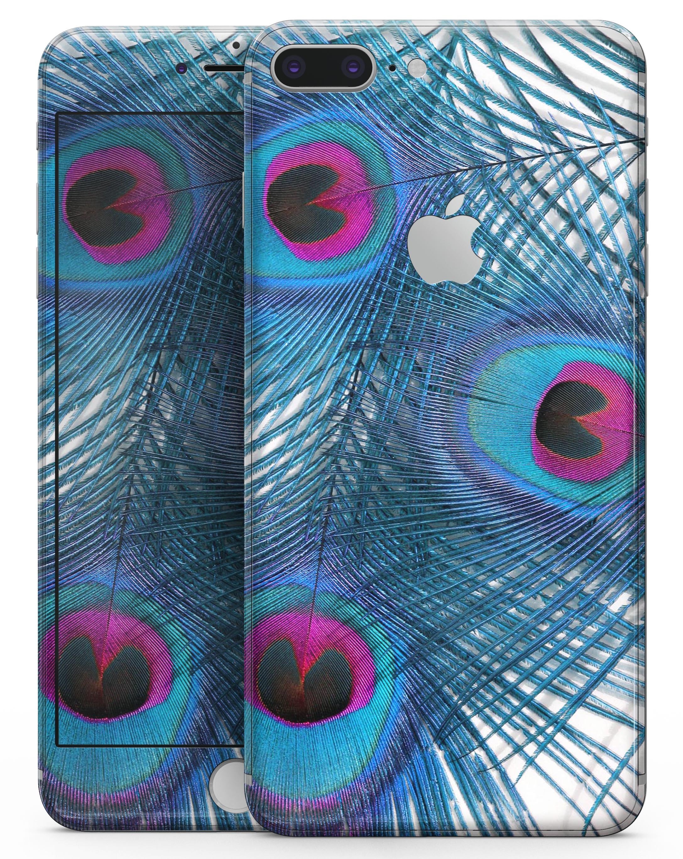 Blue Peacock Skin-kit for iPhone 8 and 8 Plus, showcasing vibrant peacock design on premium vinyl.