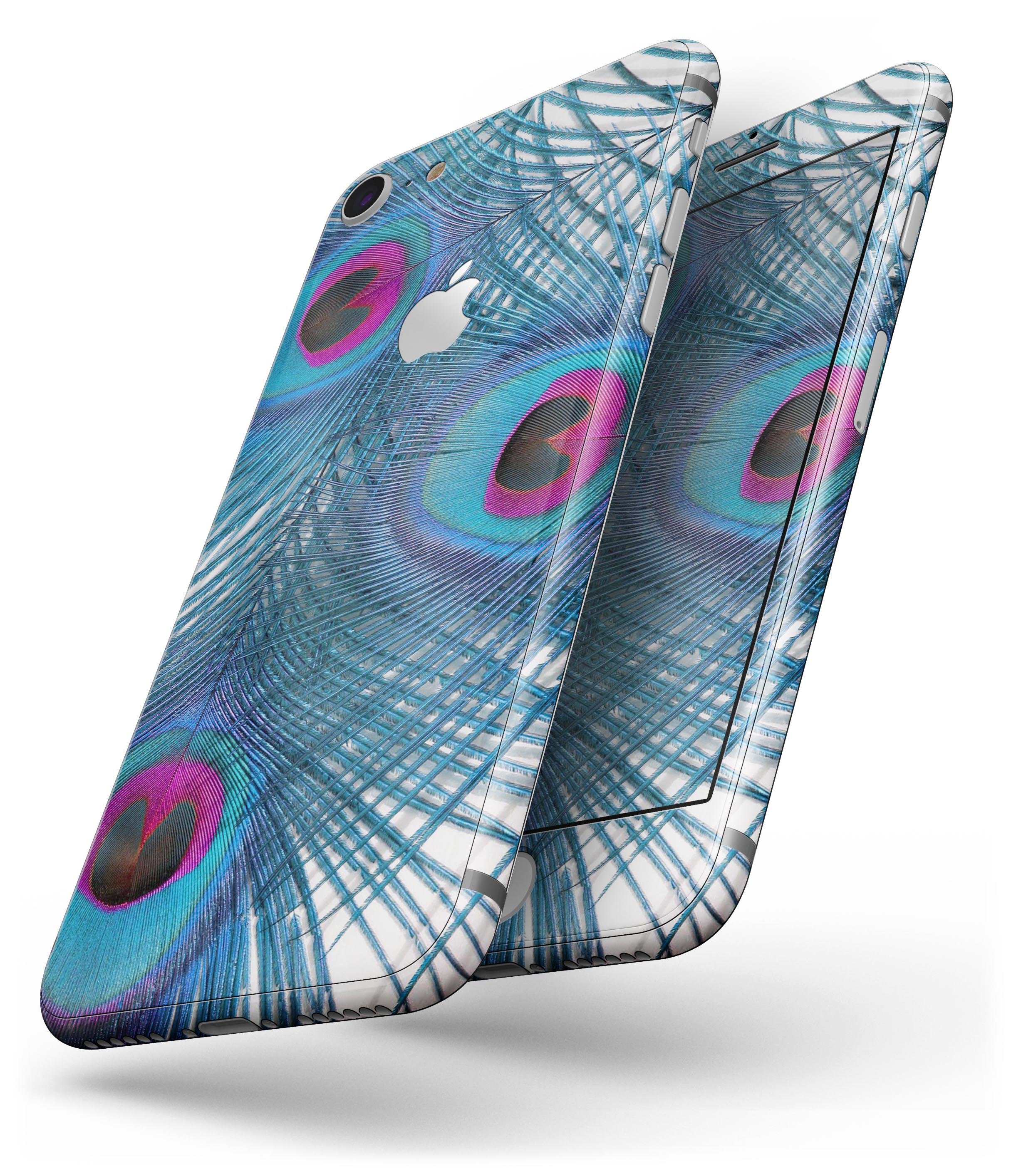 Blue Peacock Skin-kit for iPhone 8 and 8 Plus, showcasing vibrant peacock design on premium vinyl.